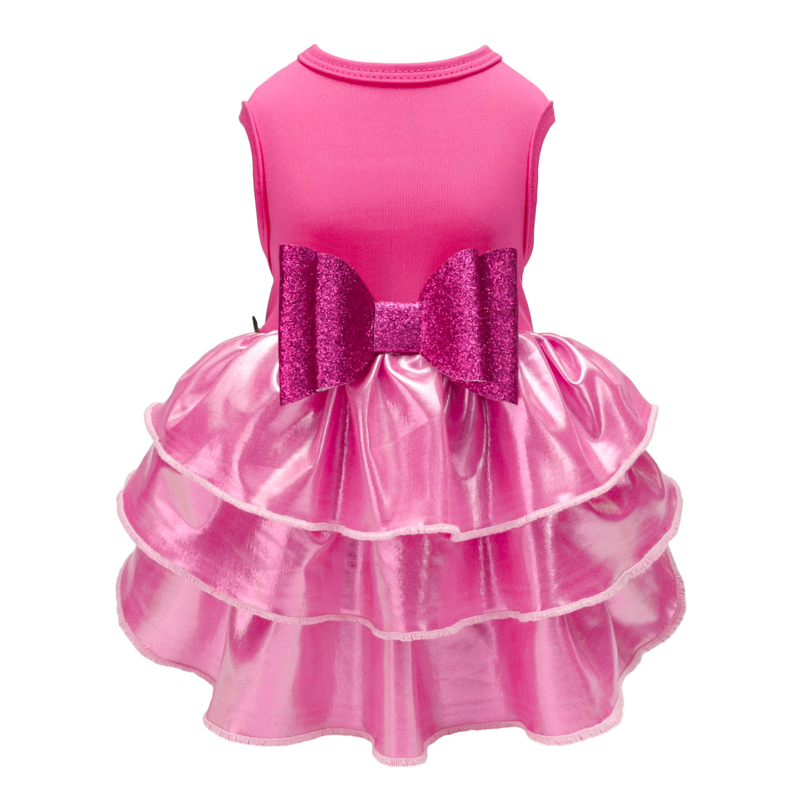 Fitwarm Glossy Dog Tiered Dress, Fancy Dog Clothes For Small Dogs Girl, Doggie Birthday Outfit, Female Pet Puppy Apparel, Hot Pi