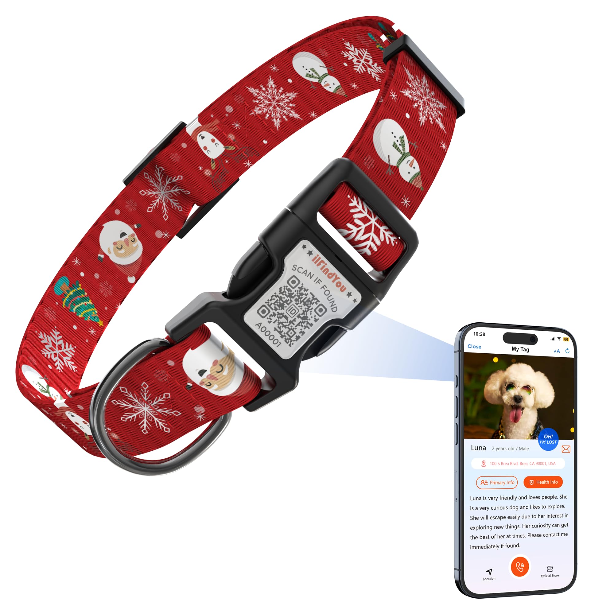 Ilfindyou Christmas Dog Collars For Medium Dogs Soft Nylon Red Snowflake Sized M