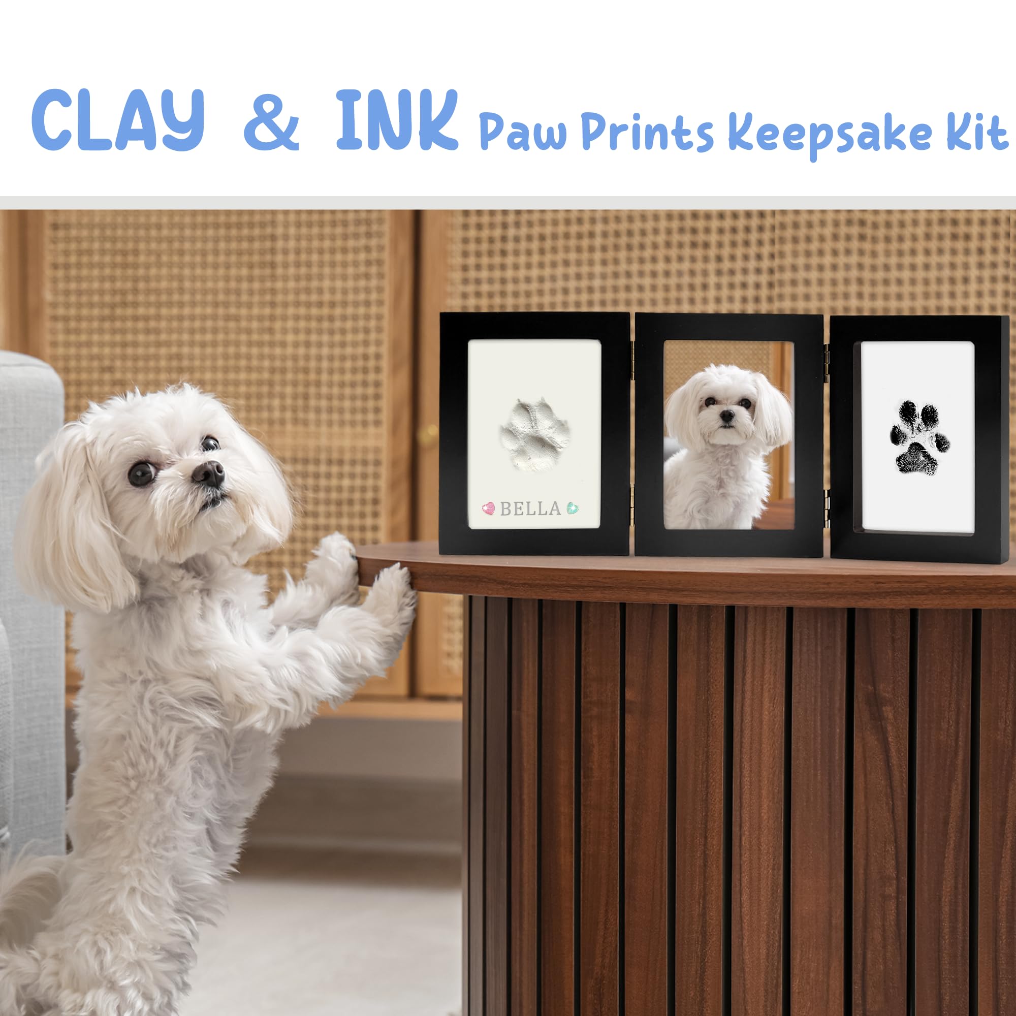 Mypawlets Ink&Clay Paw Print Kit Keepsake,Inkless Ink Pad & Soft Clay For Dogs/Cats Paw Prints,Pet Paw Print Impression Kit,Paw