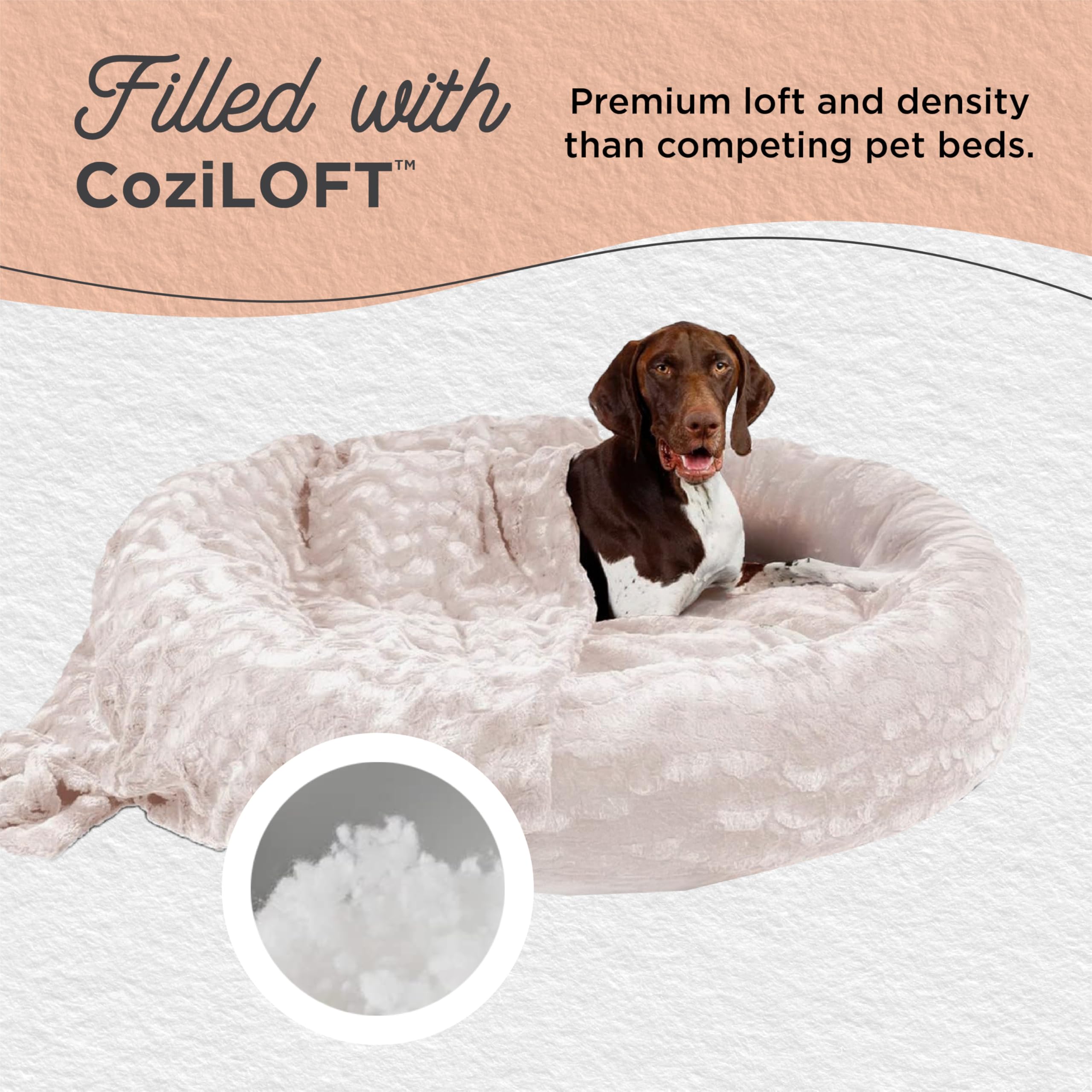 Best Friends by Sheri Bundle Set The Original Calming Lux Donut Cuddler Cat and Dog Bed + Pet Throw Blanket Oyster Extra Large 4