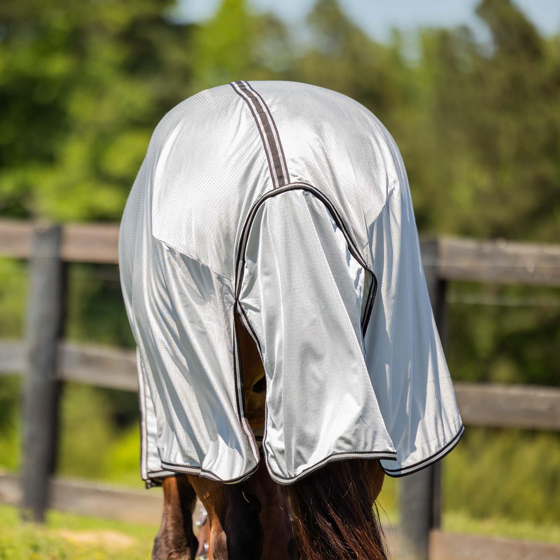 Equinavia Aktiv Athletic Detachable Neck Fly Sheet | Ultralight Poly Fabric | Extended Protection - Silver Gray - 81 In