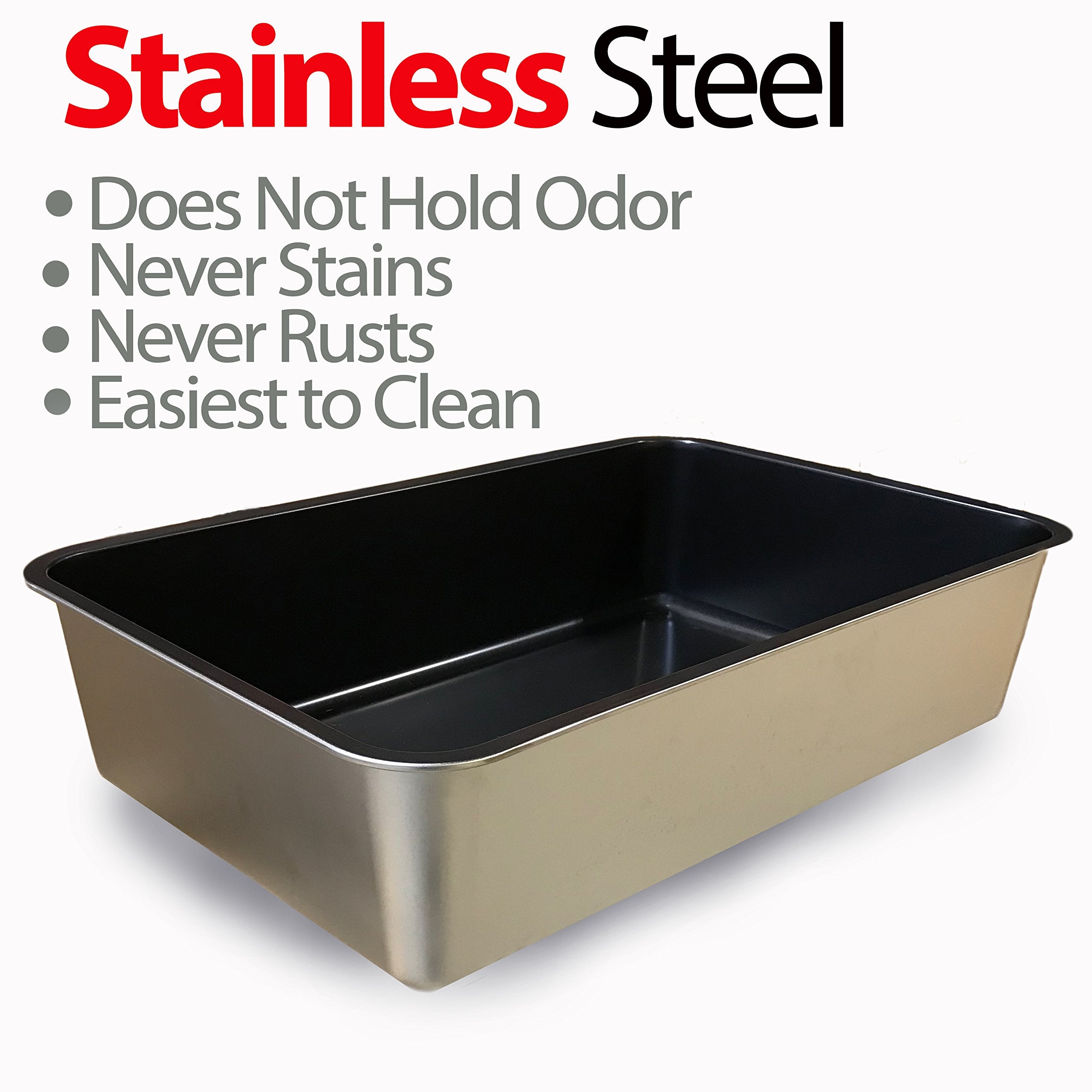 iPrimio XL Cat Litter Box - Non-Stick Stainless Steel Pan, Easy to Clean, Odor & Rust Free