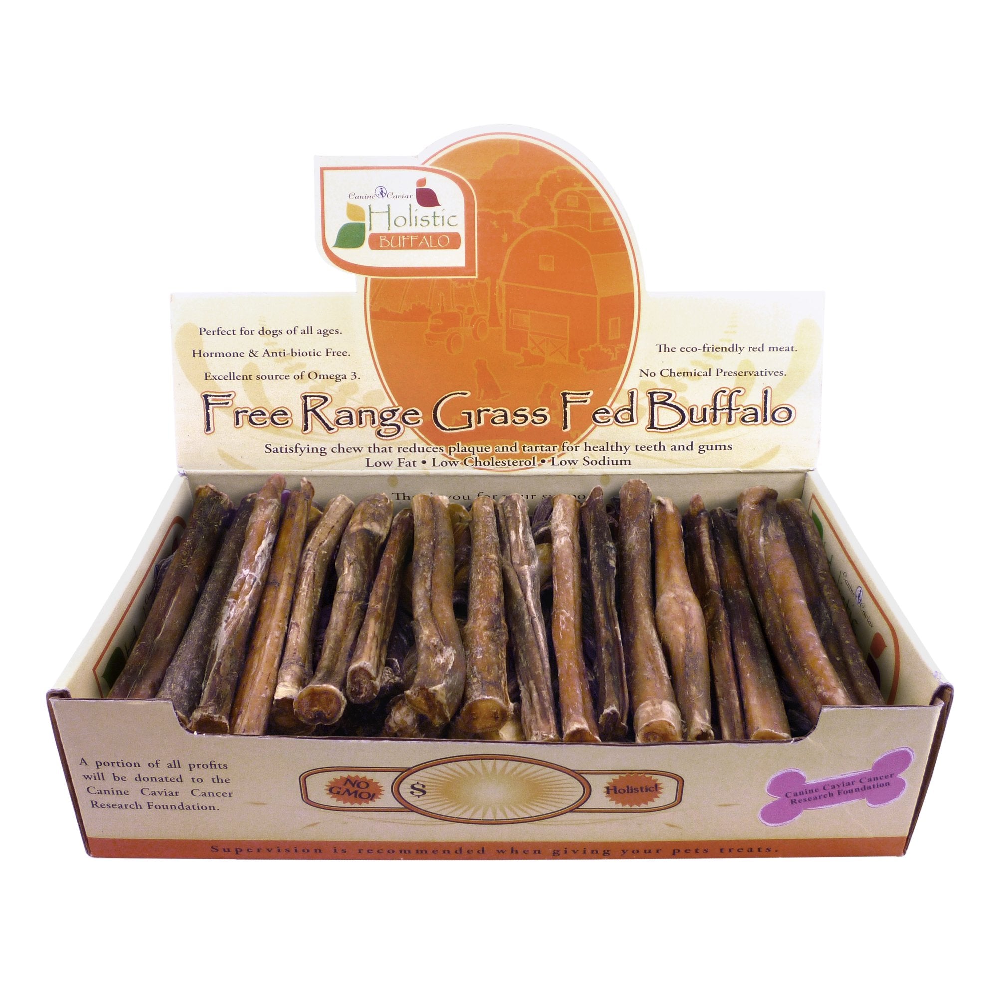 Canine Caviar Buffalo Treats - Buffalo Stix, Bully Sticks 6in 50 Pieces