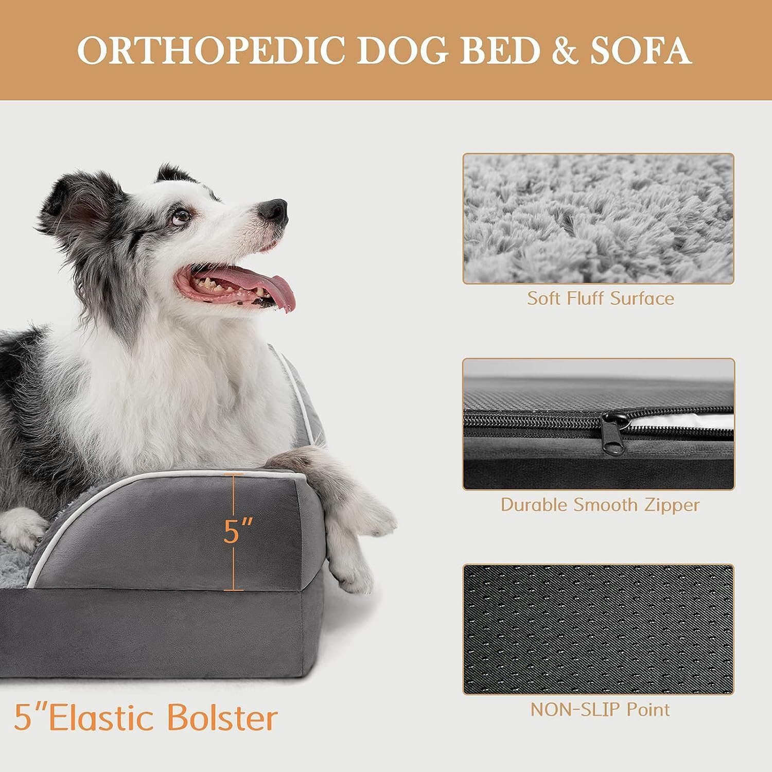 Comfort Expression Jumbo Dog Bed For Extra Large Dogs, Waterproof Orthopedic Dog Bed, Large Breed Dogs Beds, Pv Washable Sofa Be