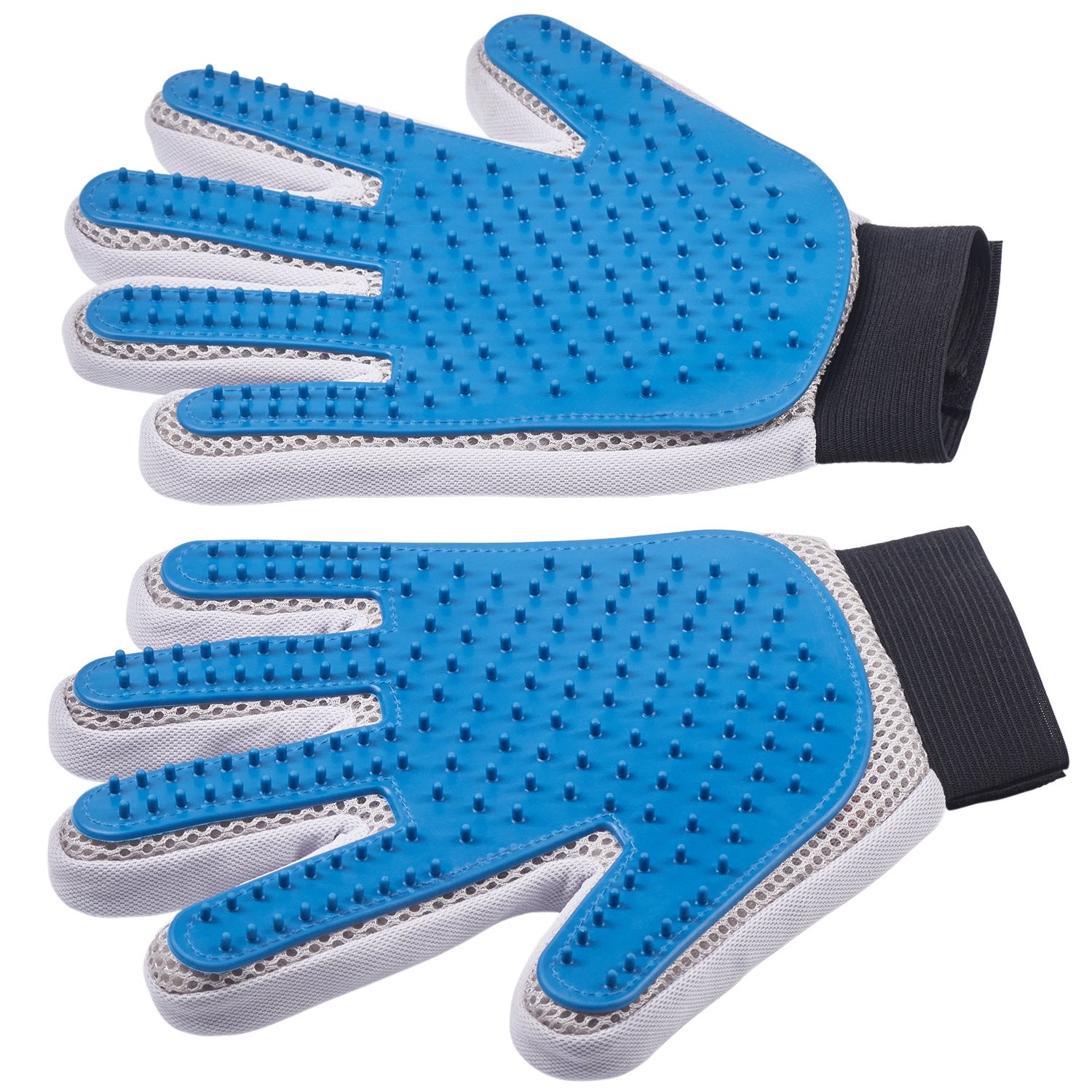 Pet Grooming Gloves  Left + Right  Enhanced Five Finger Design  For Cats, Dogs & Horses  Long & Short Fur  Gentle DeSheddi