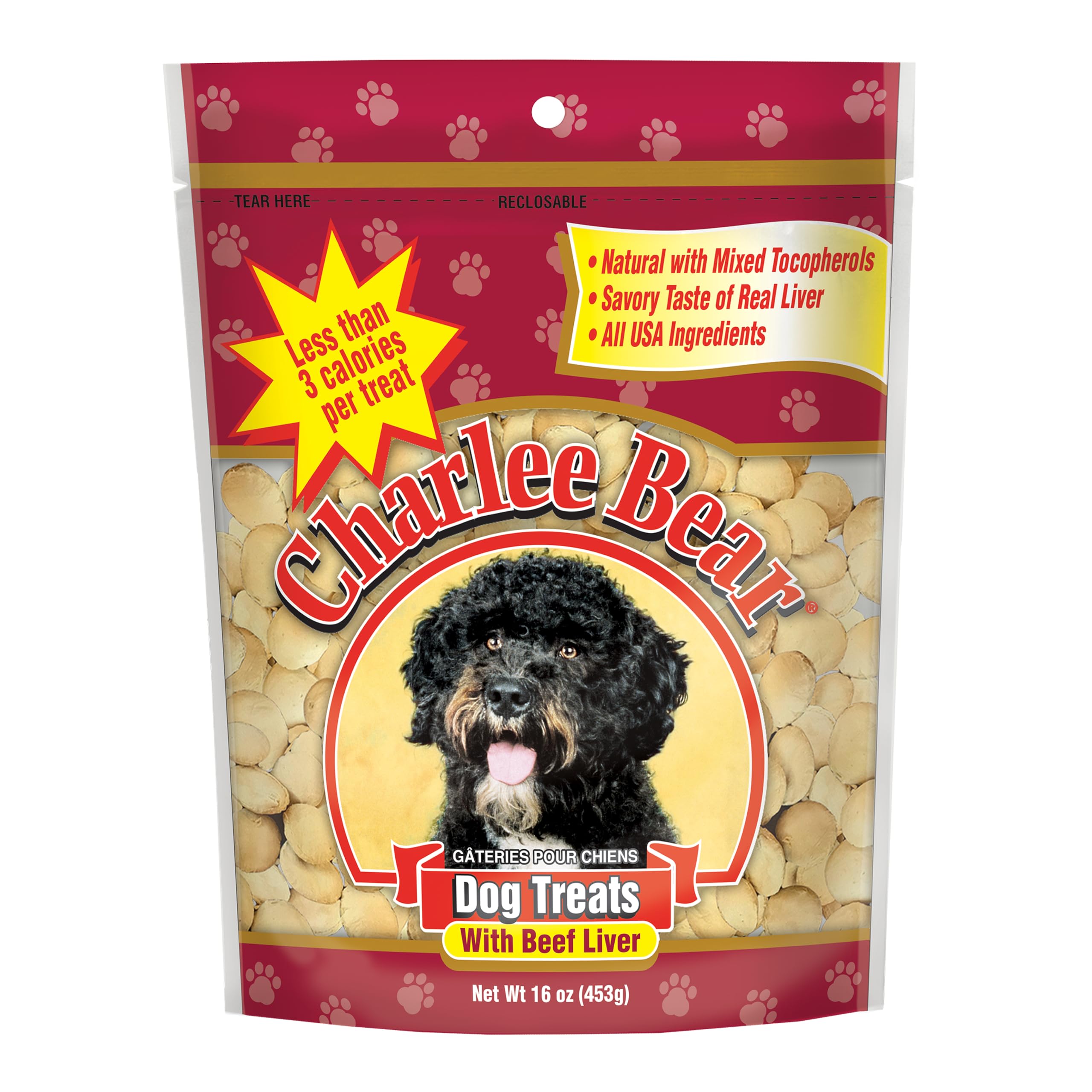 Charlee Bear Original Crunch Beef Liver Dog Treat, 16 oz bag - Made in USA, Natural Training Treats