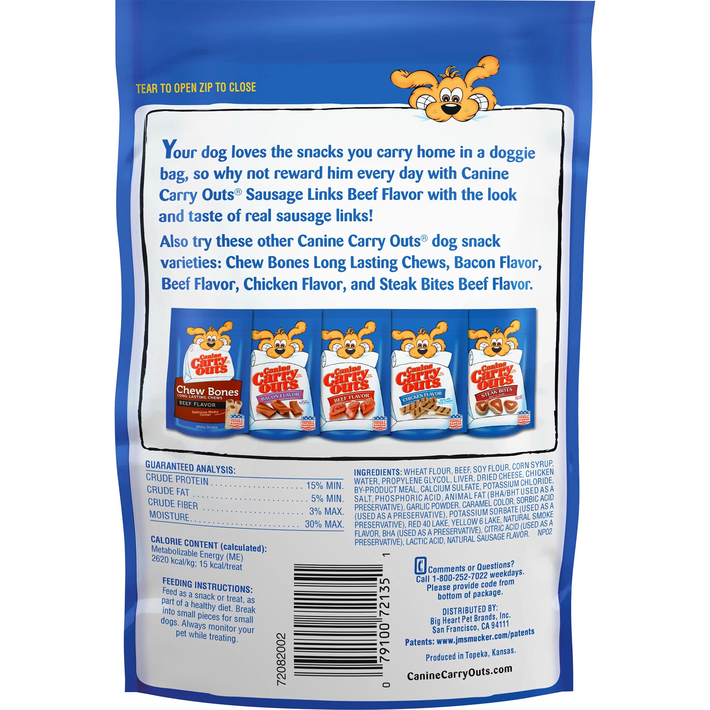 Canine Carry Outs Sausage Links Beef Flavor Dog Snacks, 5 Ounce Bag