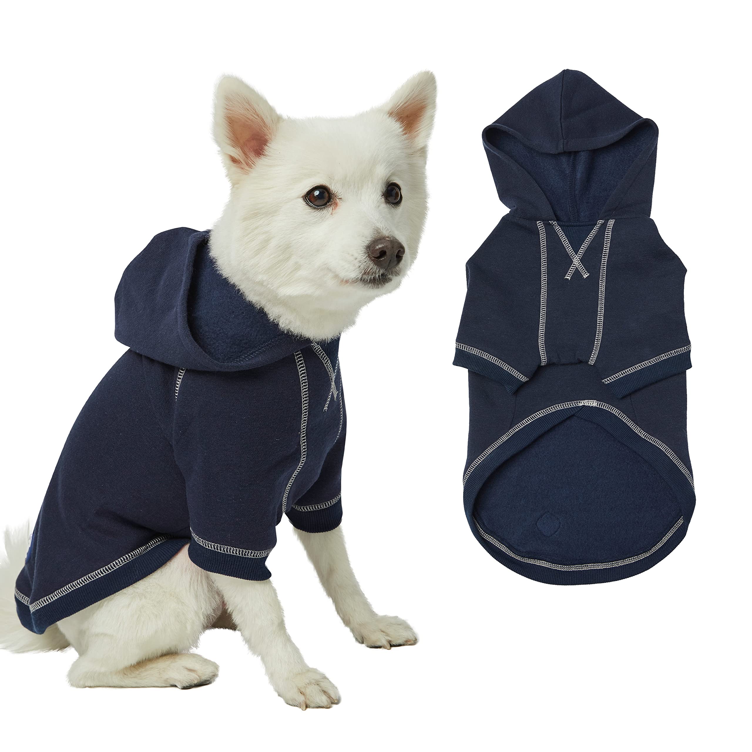 Blueberry Pet Essentials 2022/2023 New Soft & Comfy Better Basic Cotton Blend Dog Hoodie Sweatshirt In Midnight Blue, Back Length 16', Pack Of 1 Jacket For Dogs