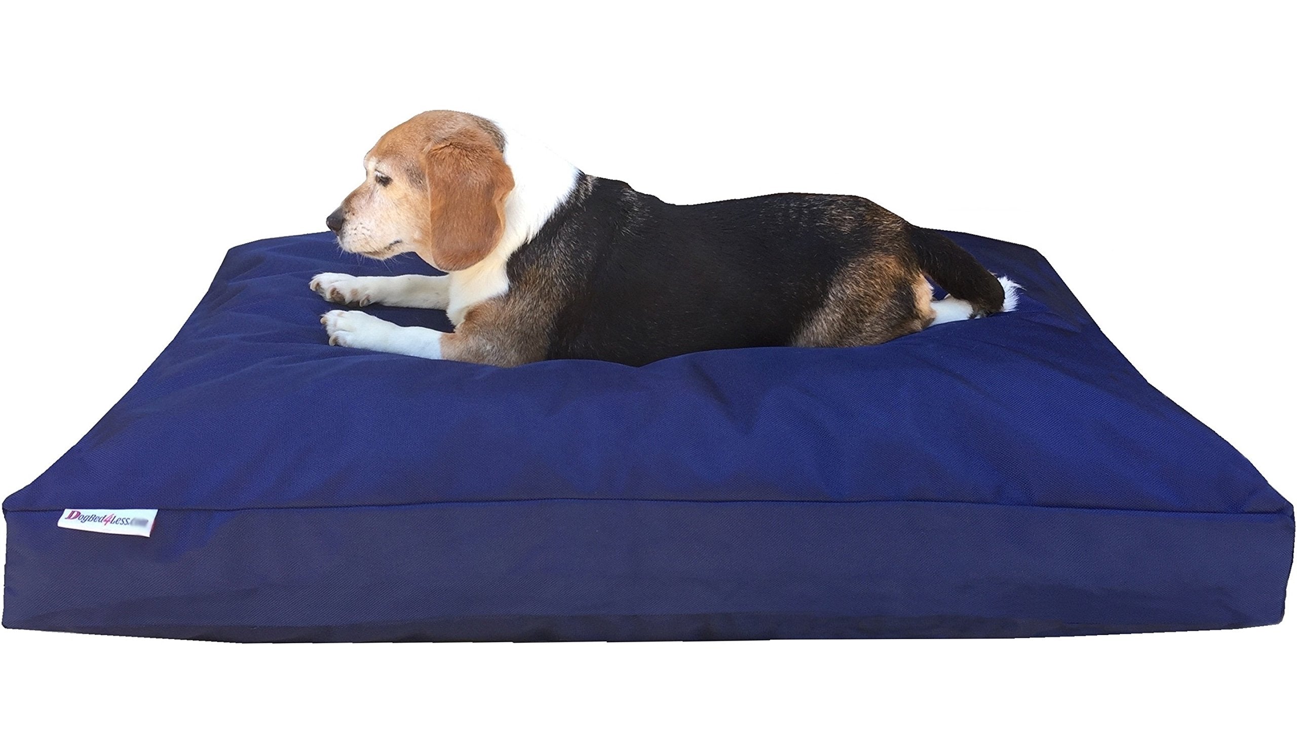Dogbed4Less Medium Shredded Memory Foam Dog Bed Pillow With Waterproof Liner And Heavy Duty Nylon Cover 37X27 Inches, Blue