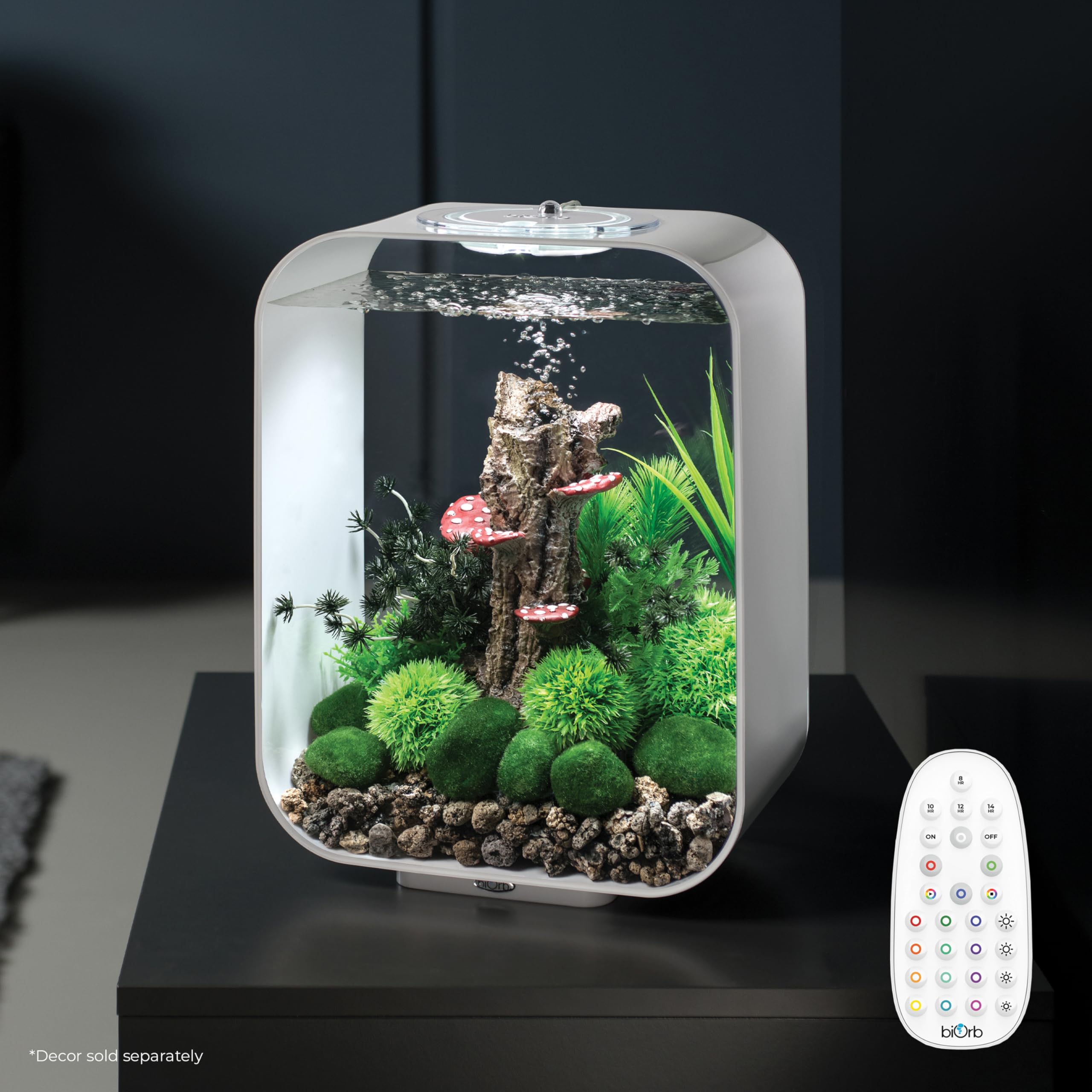 biOrb Life 15 Acrylic 4-Gallon Aquarium with Multi-Color Remote-Controlled LED Lights Modern Compact Tank for Tabletop or Deskto