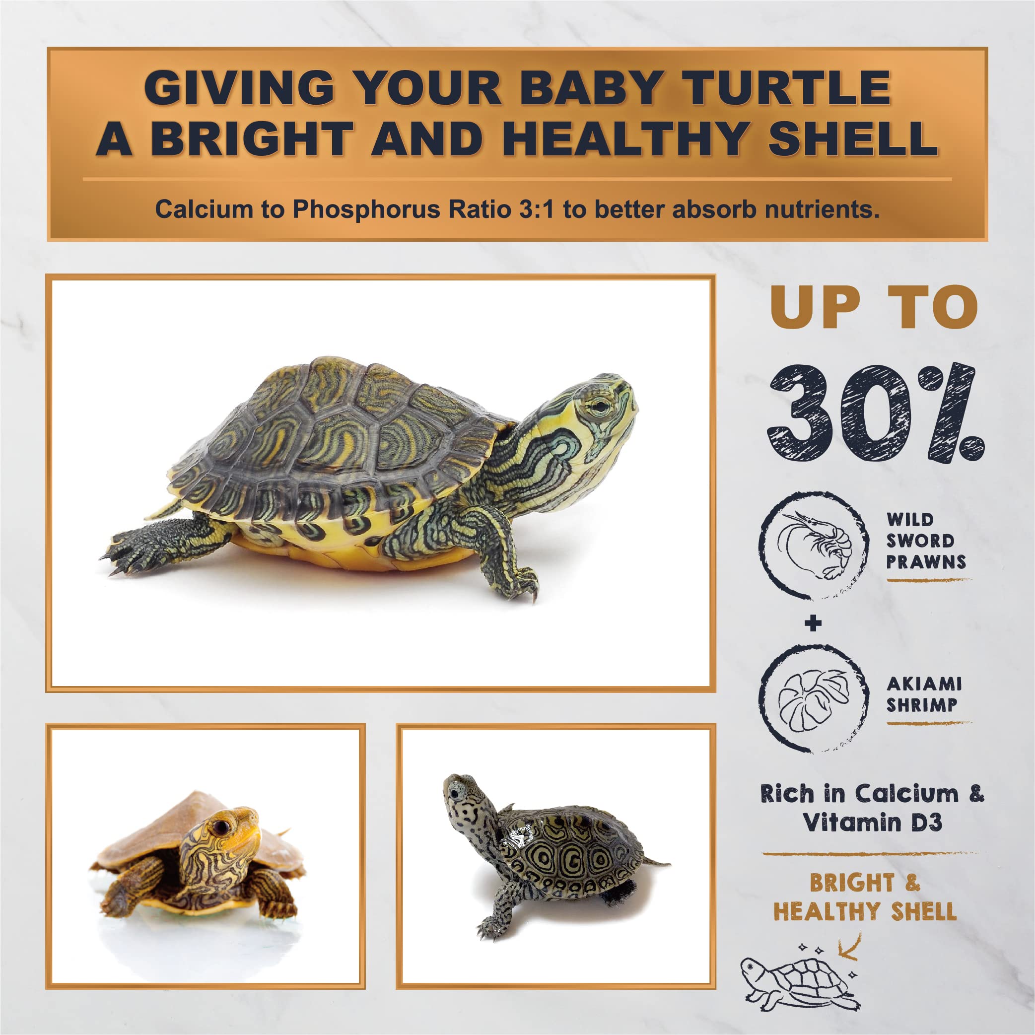 Ultra Fresh Floating Turtle Food, All Natural Ingredients, Wild Sword Prawn, Calcium Vitamin D Enriched for Picky Aquatic Baby T