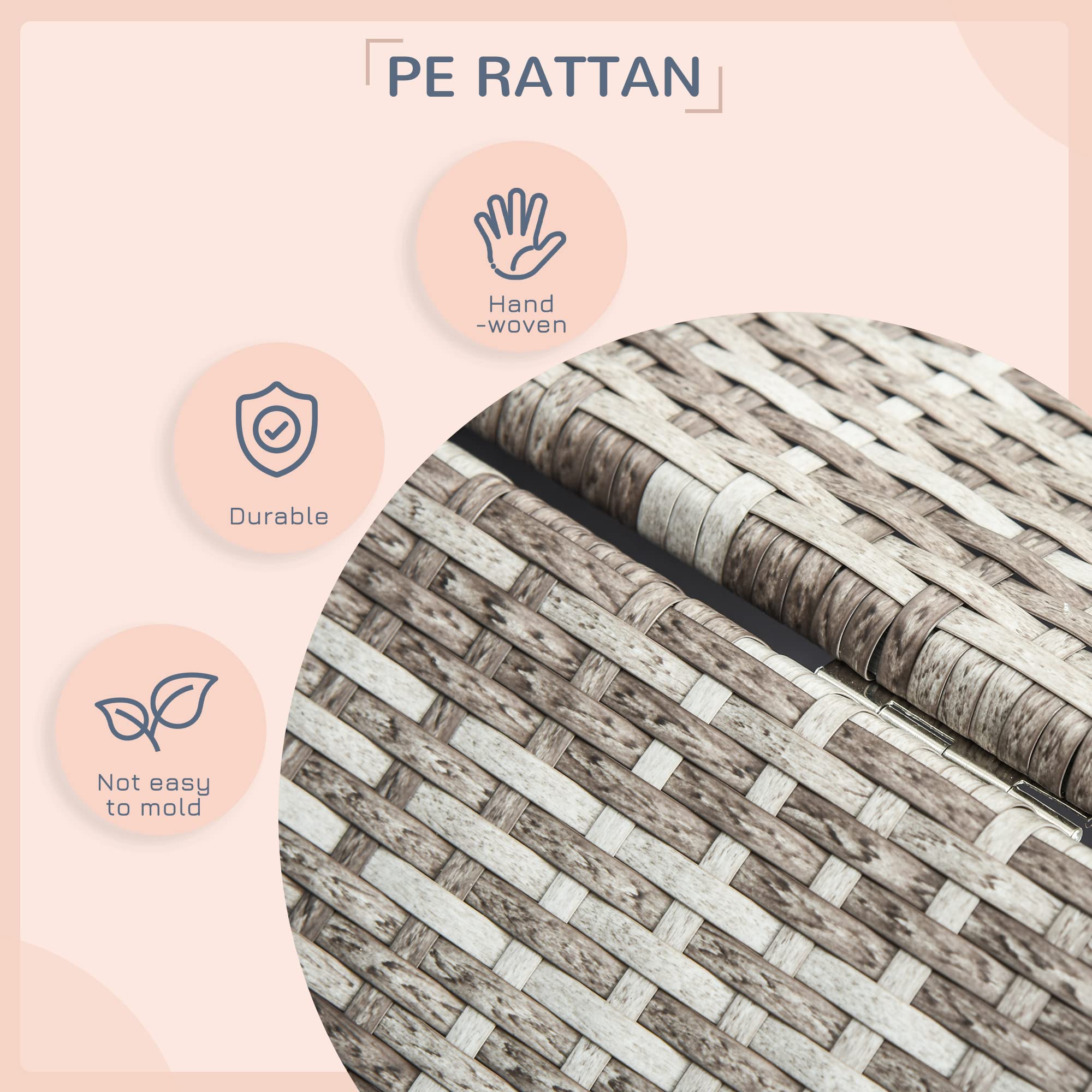 PawHut Wicker Dog House Elevated Raised Rattan Bed for Indoor/Outdoor with Removable Cushion Lounge, Charcoal Grey