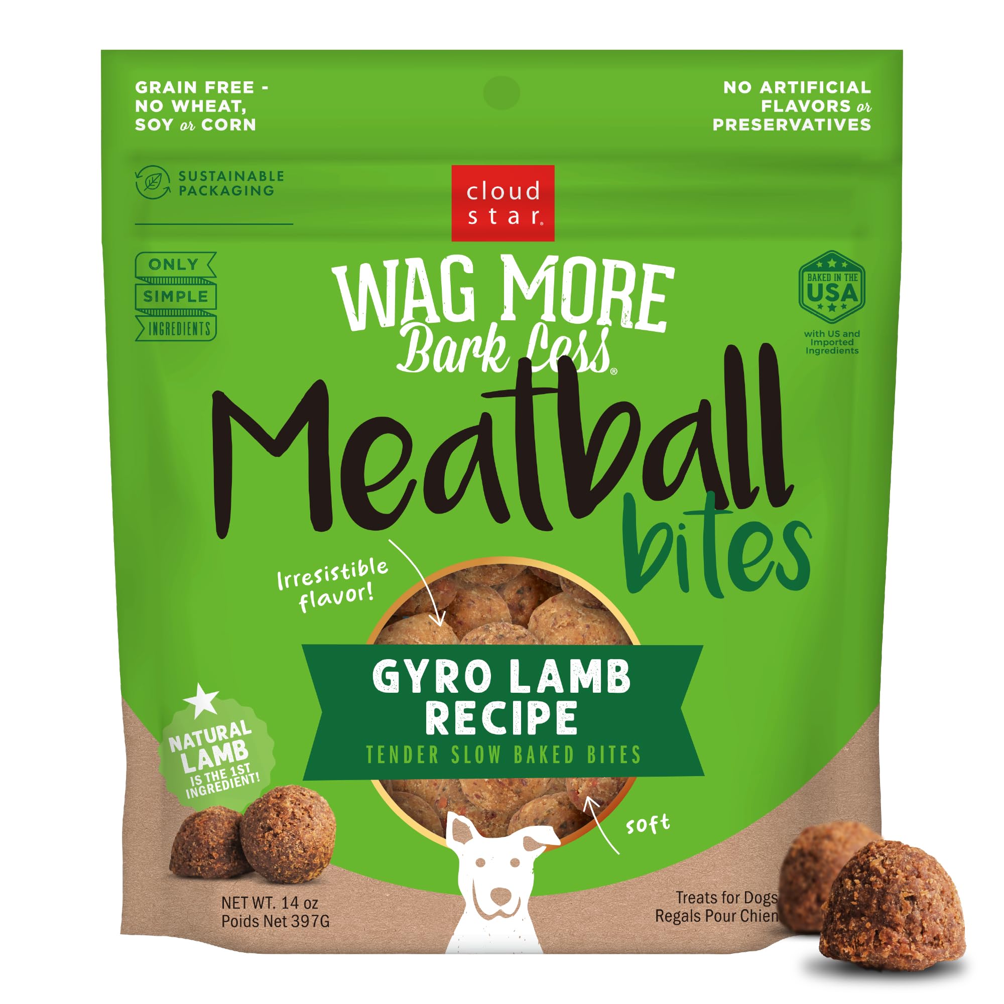 Cloud Star Wagmore Dog Meatball Grain Free Lamb 14Oz