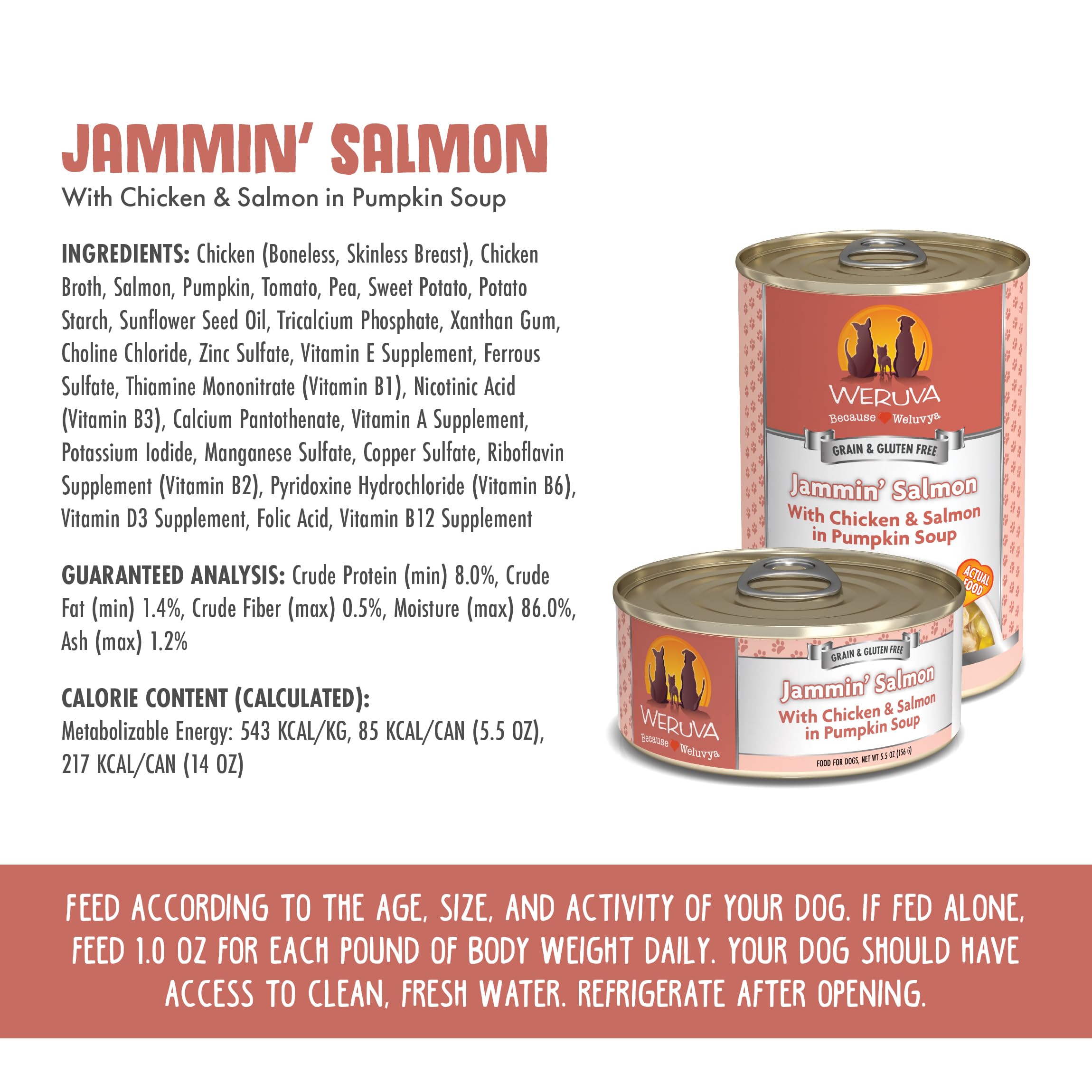 Weruva Classic Dog Food, Jammin Salmon with Chicken & Salmon in Gravy, 5.5oz Can (Pack of 24)