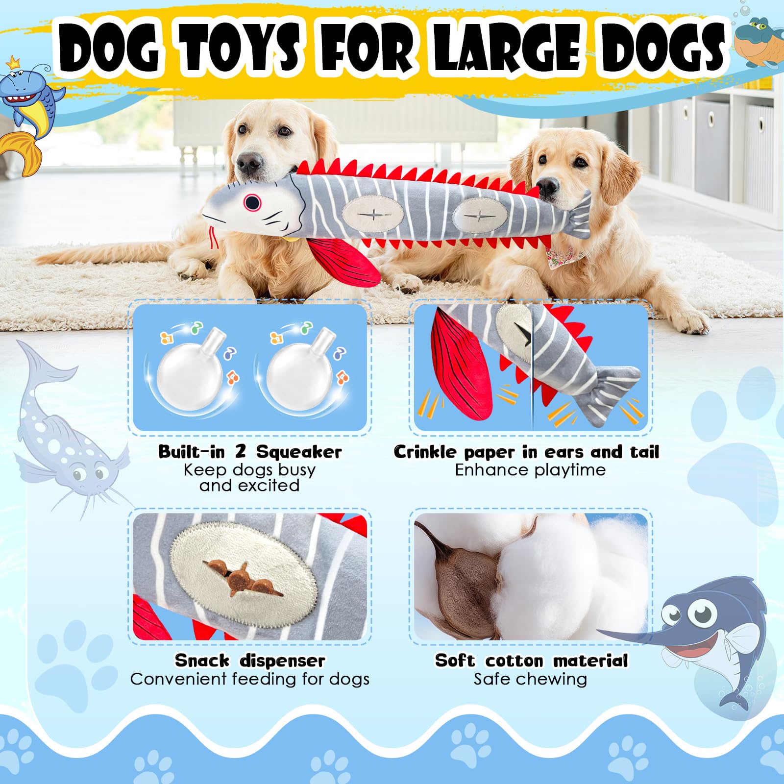 Jeefome Interactive Dog Toys For Small,Medium And Large Breeds-Squeaky Tug Toy With Soft Fabric-Best Dog Boredom Toys To Keep Th