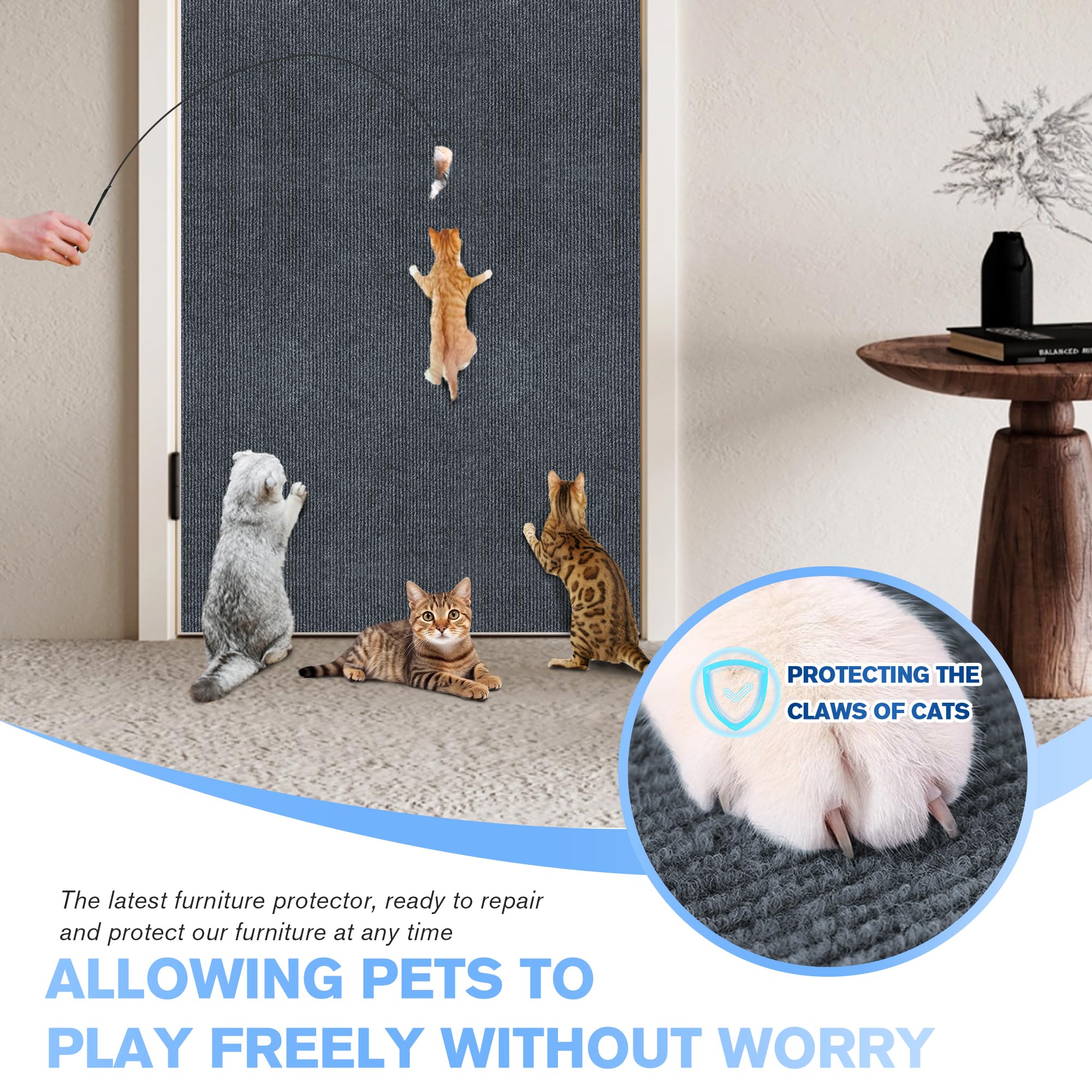 Couch Cat Scratch Protector 2Pack, 39.3X15.7 Cat Scratch Mat Self-Adhesive Carpet Mat Cat Wall Shelves,Diy Cat Pad Furniture