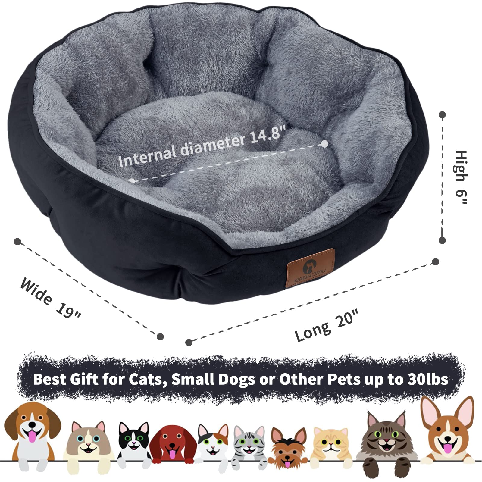 Asvin Small Dog Bed For Small Dogs, Cat Beds For Indoor Cats, Pet Bed For Puppy And Kitty, Extra Soft & Machine Washable With An