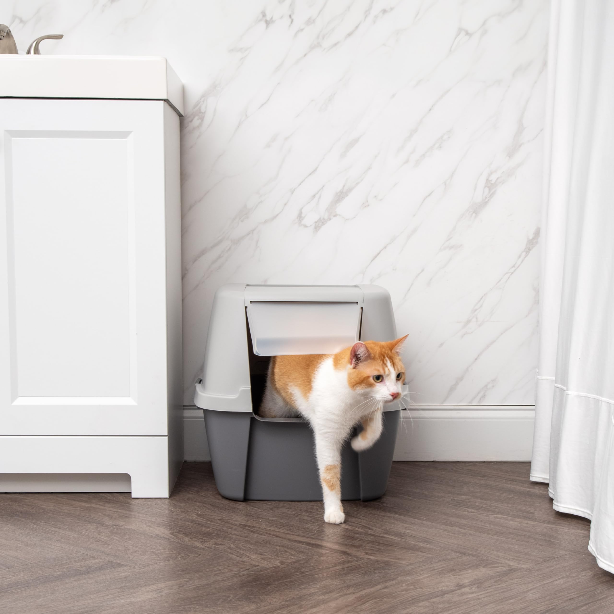 Iris Usa Jumbo Hooded Cat Litter Box With Litter Scoop, Gray