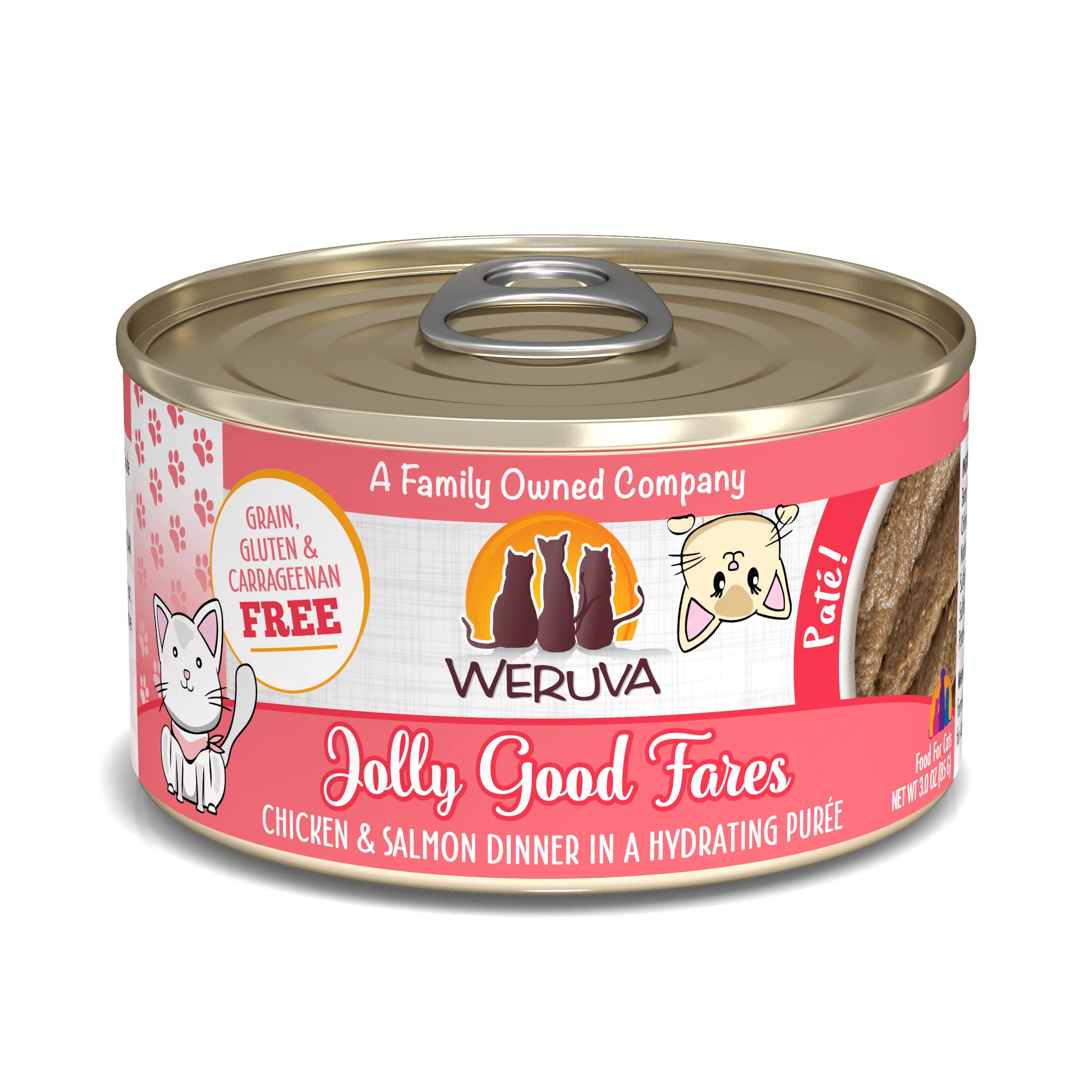 Weruva Wet Cat Food, Jolly Good Fares with Chicken and Salmon Pate, 3oz Can, Pack of 12