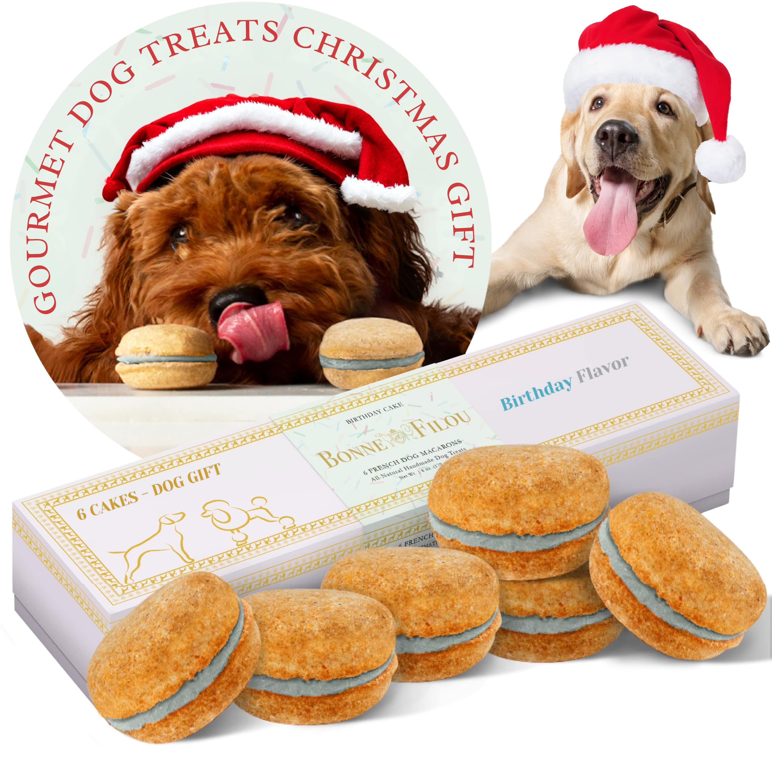 Bonne et Filou Dog Treats Lavender Cupcakes - Gourmet Macaron Cakes, 40 Count Bulk Pack - Healthy & Delicious Human Grade Snacks
