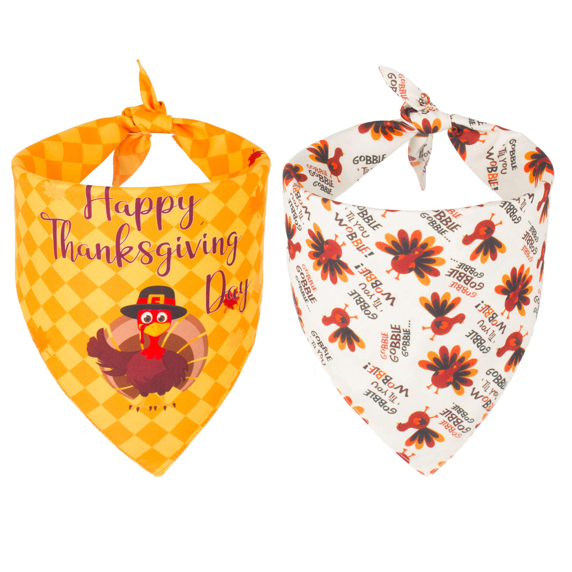 Adoggygo Thanksgiving Dog Bandana Fall Autumn Pet Bandana Reversible Triangle Bibs Scarf Accessories For Small Dogs Pets (Small,