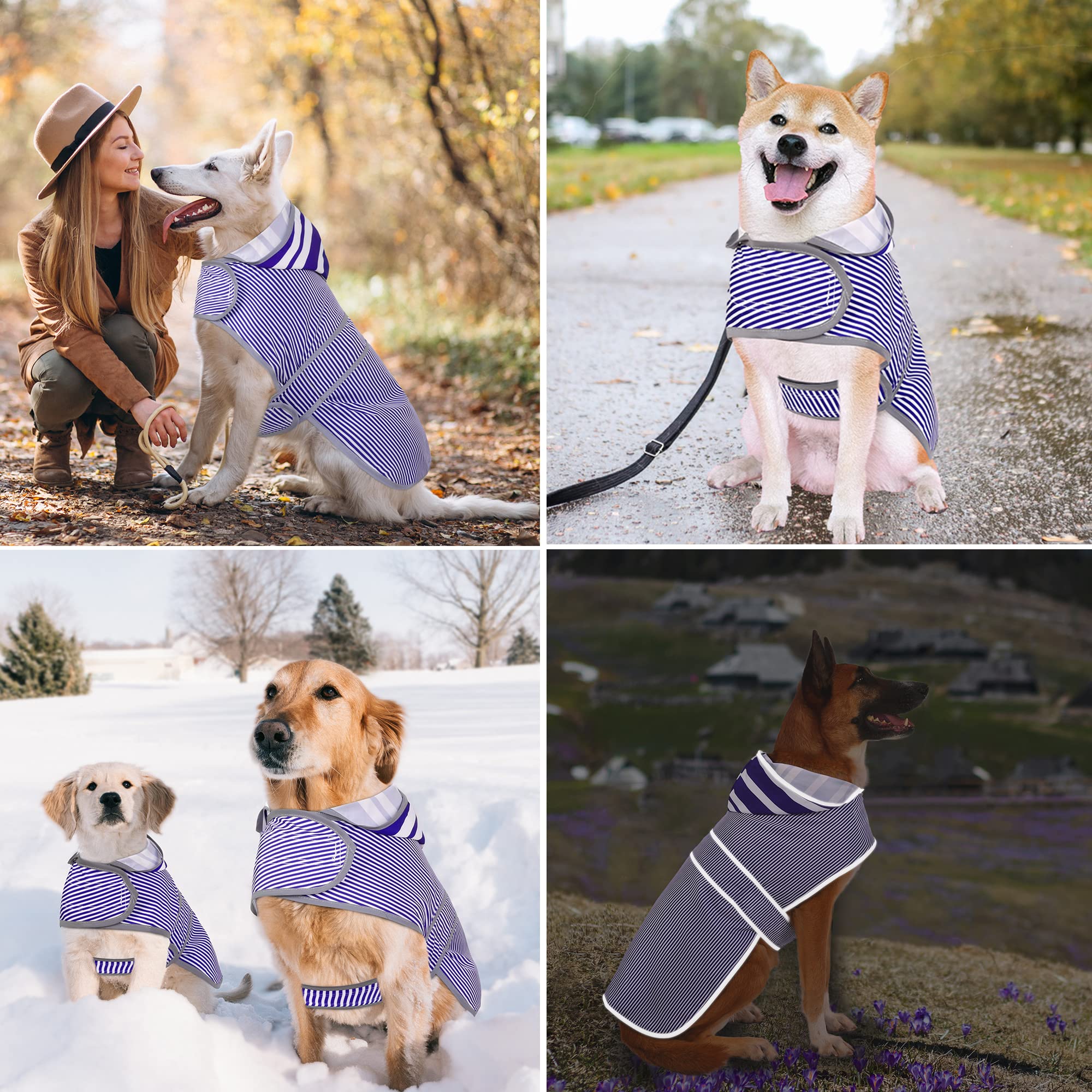 Dogs Raincoat With Hood And Leash Hole, Waterproof Dog Rain Coats For Small Dogs, Reflective Dog Rain Jacket
