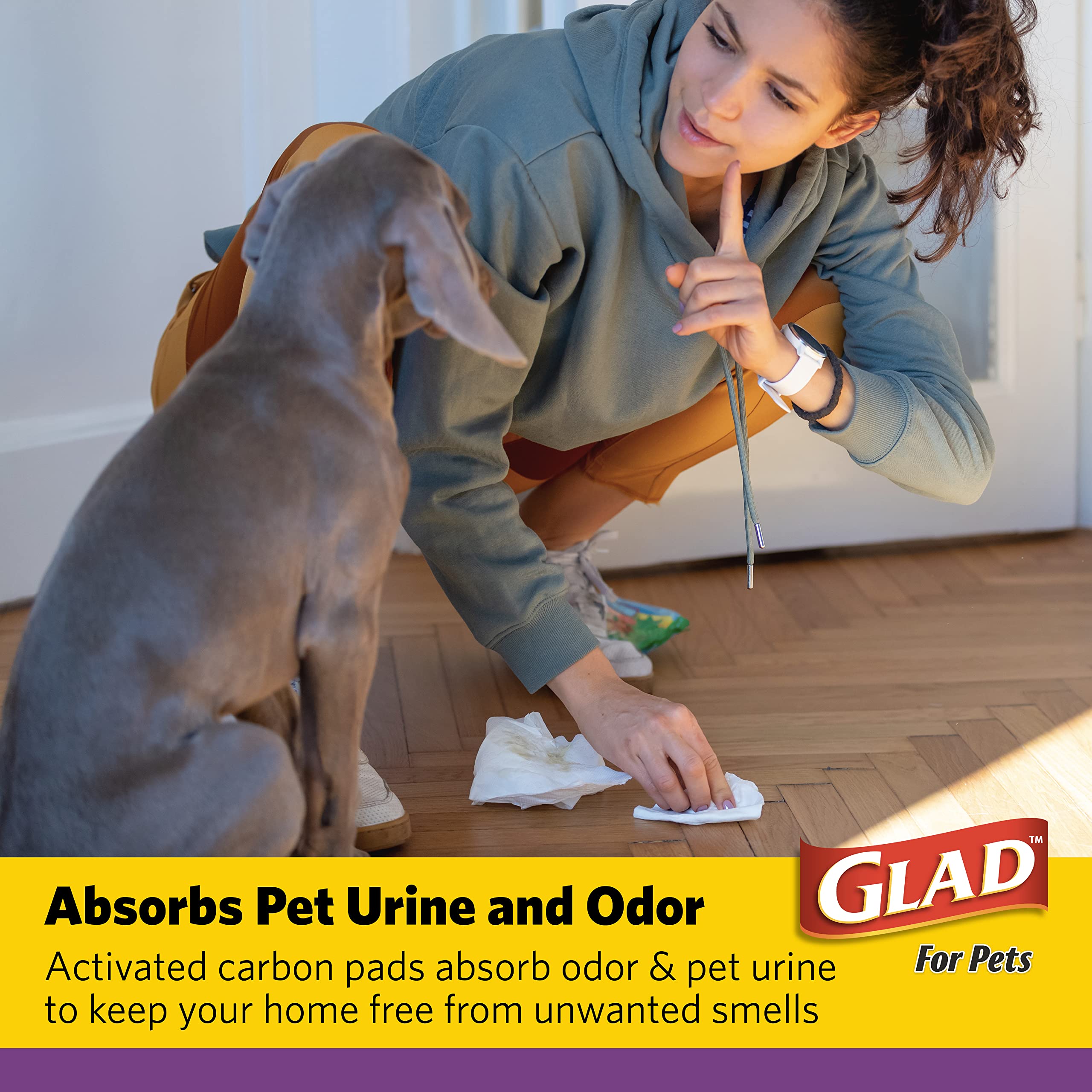 Glad Charcoal Puppy Pads - JUMBO-SIZE, Absorbent Training Pads, 180 Count, Model FF8882PCS6, Neutralizes Urine Instantly