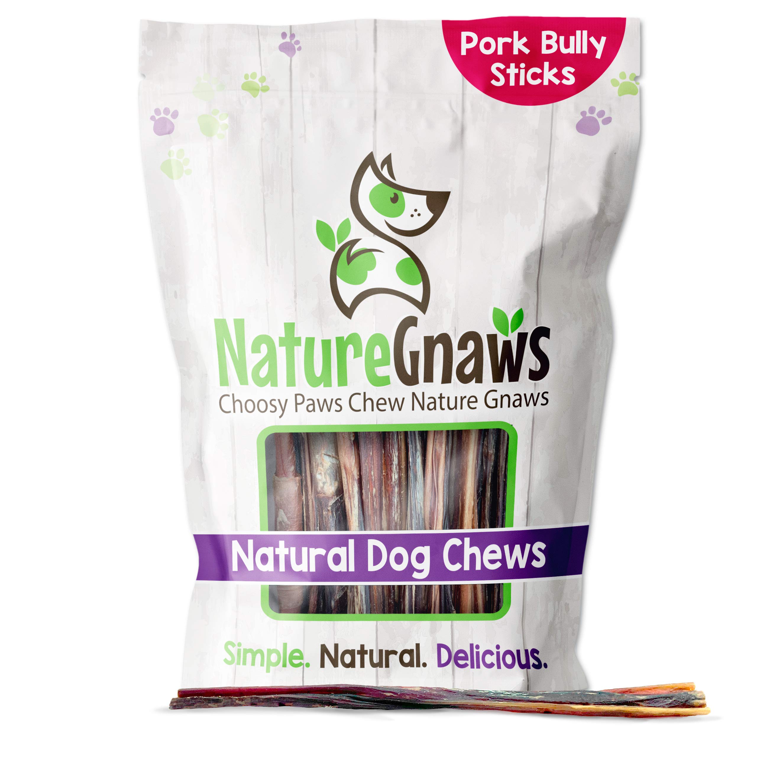 Nature Gnaws Pork Bully Sticks for Dogs - Premium Natural Dental Bones - Long Lasting Dog Chew Treats for Small Dogs & Puppies -