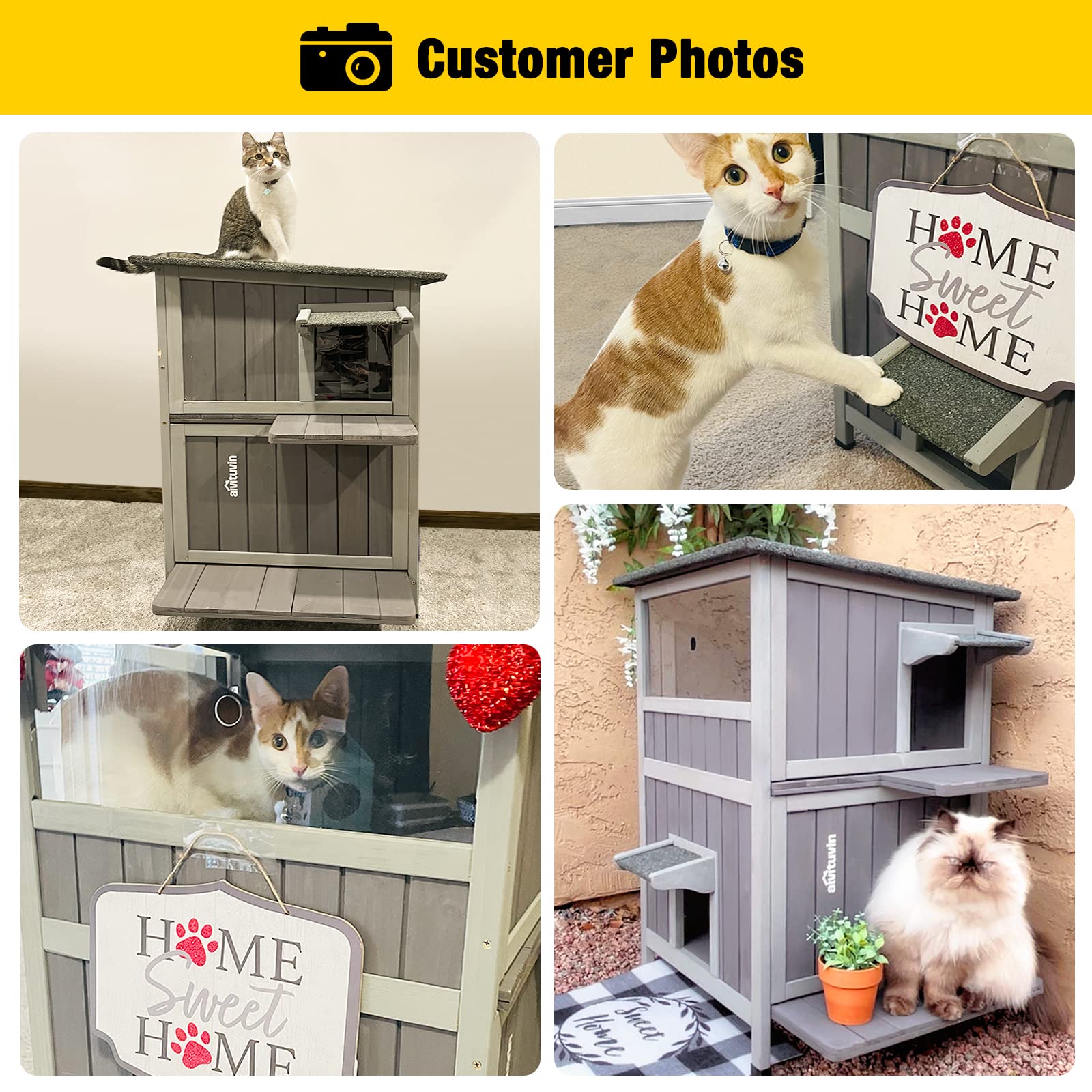 Aivituvin Outdoor Feral Cat House 2-Story Cat Cottage Kitten Shelter With Window