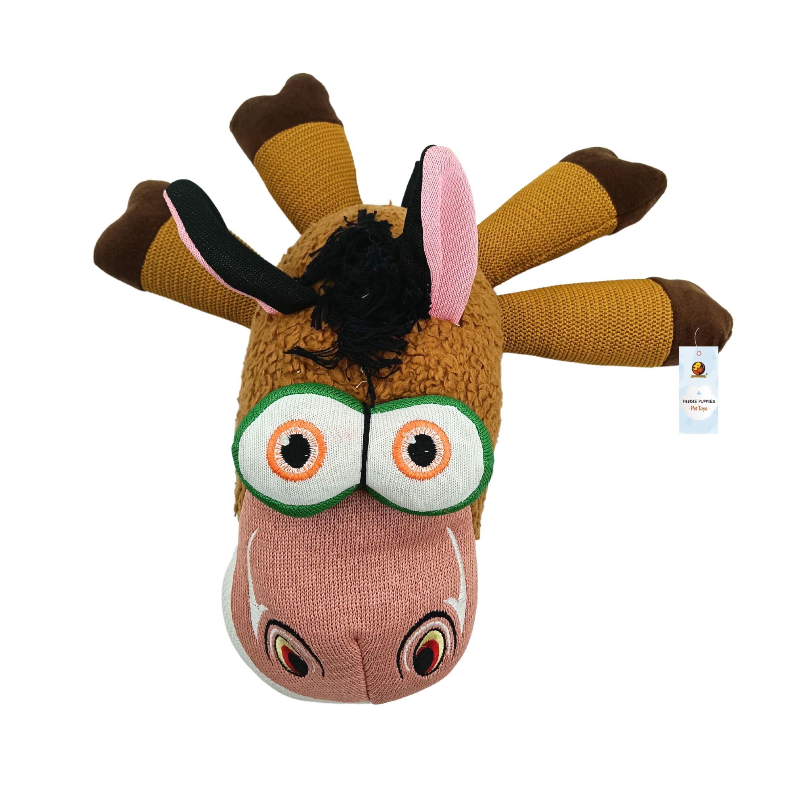 Foodie Puppies Interactive Dog Squeaky Plush Toy (Nile Horse) | Crinkle Papered, Cotton Stuffed Chew Toy For Teething, Cuddling,