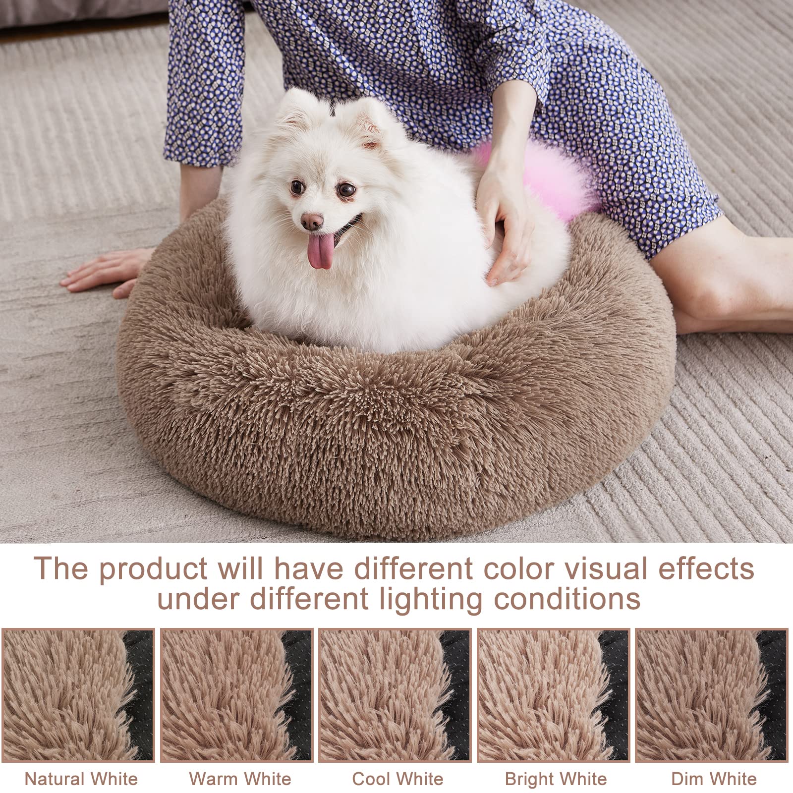 Mixjoy Orthopedic Dog Bed Comfortable Donut Cuddler Round Dog Bed Ultra Soft Washable Dog And Cat Cushion Bed (20''/23''/30''/36'') (36''X36'', Brown)