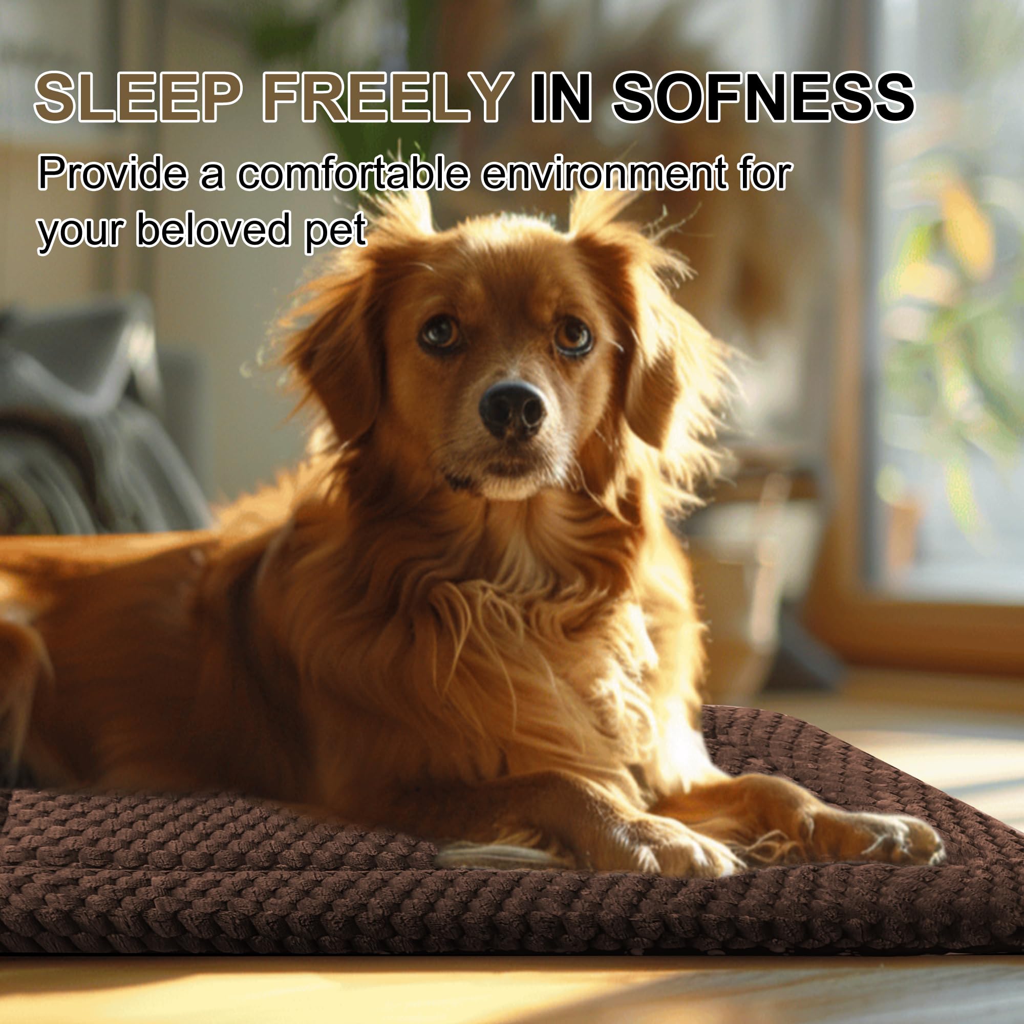 Dog Bed Crate Mat, Soft Durable Washable Anti-Slip Kennel Pad for Dogs & Cats, Reversible (Dark Brown, M(30*20*1.5))