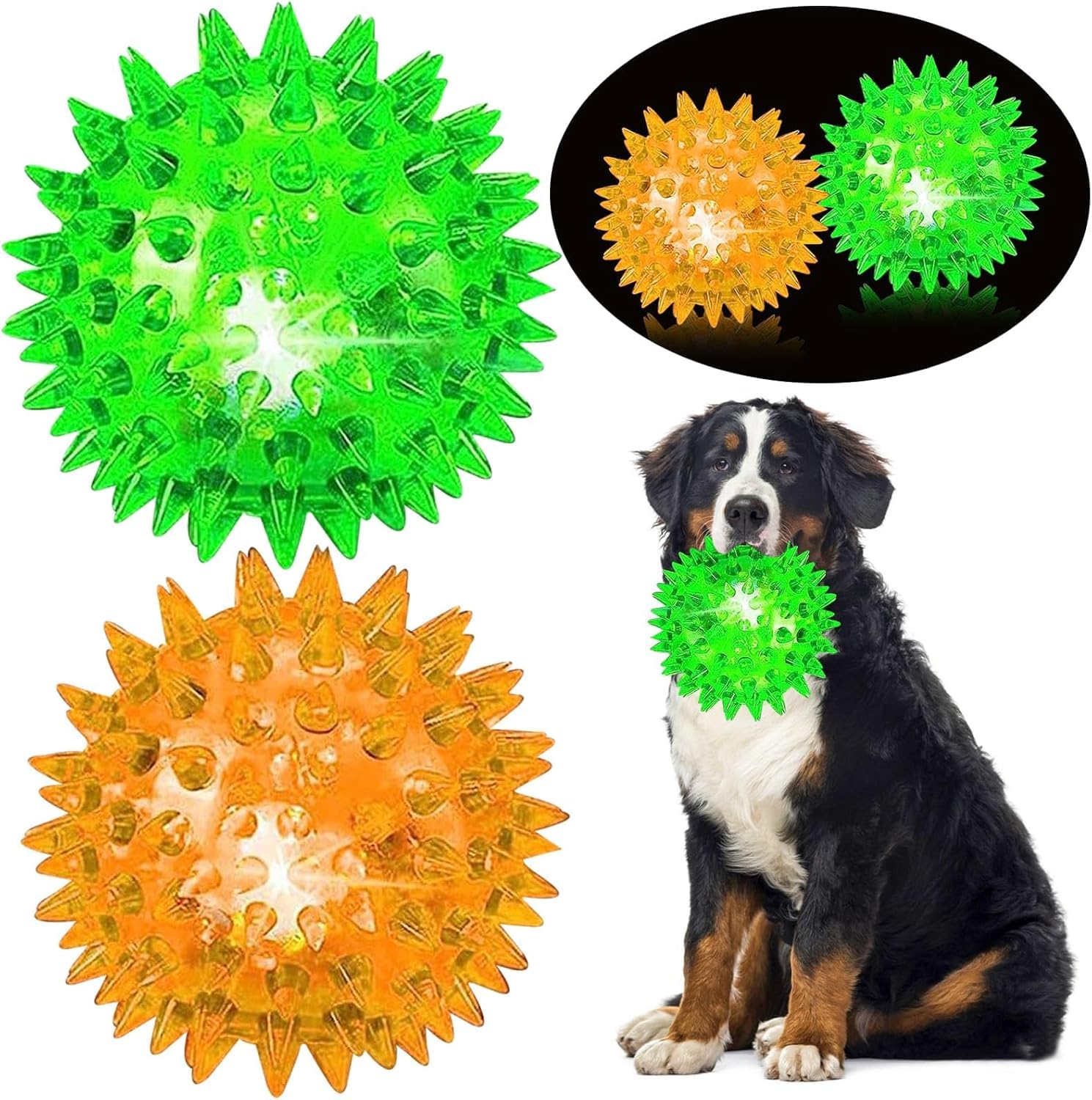 Purrally LED Whistle Squeaky Squeaker Sound Ball | Puppy Dog Cat Pet Chew Playing Rubber Ball Toy Pack of 1 (MultiColor)