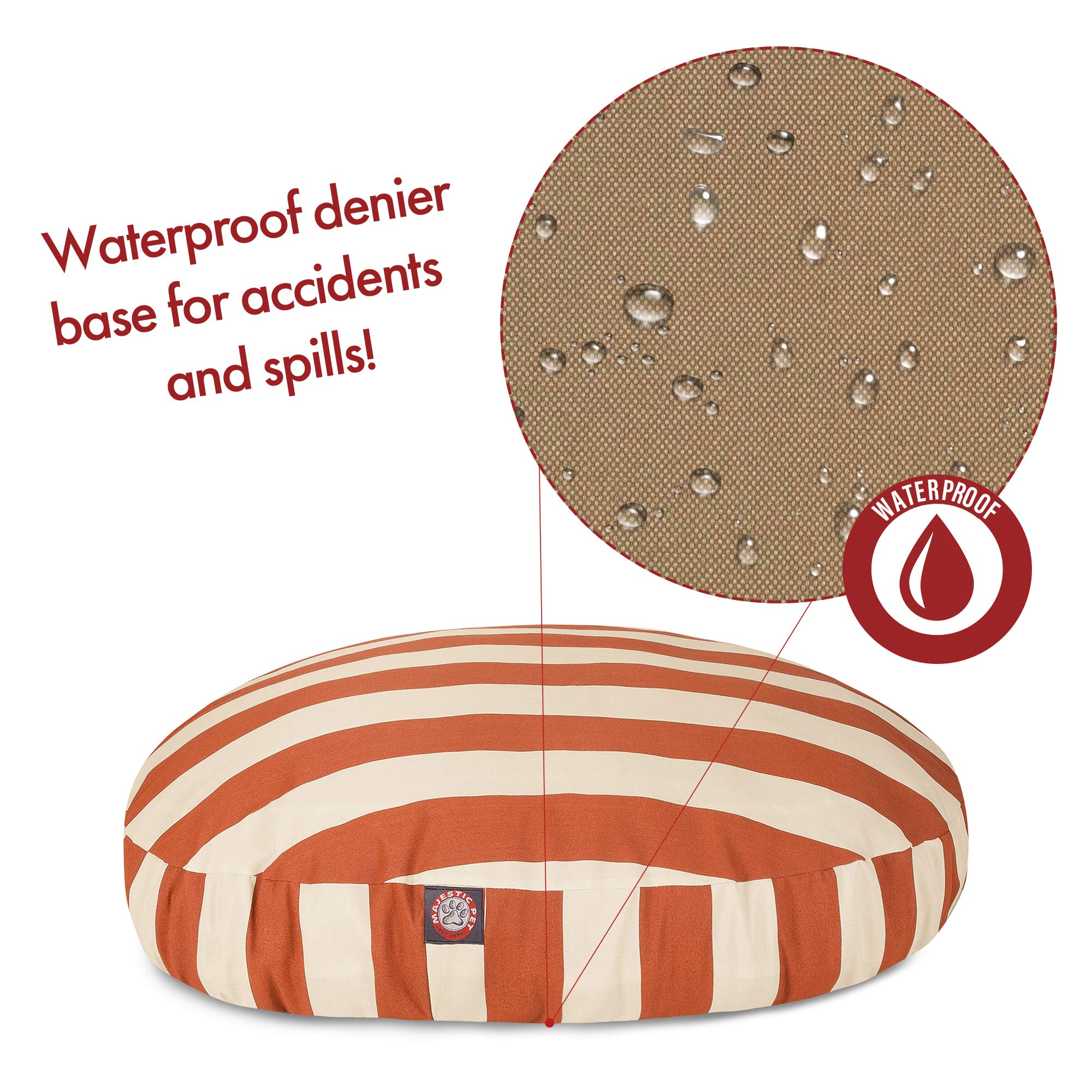 Majestic Pet Indoor Outdoor Vertical Stripe Round Pet Dog Bed With Removable Washable Cover, Burnt Orange, Small