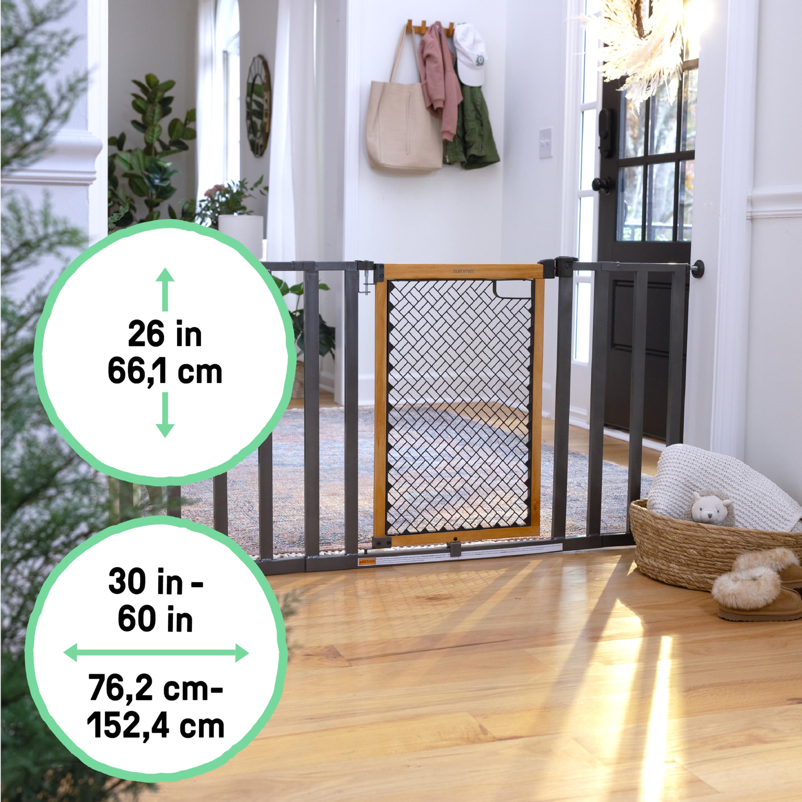 Ingenuity Thruway 60XW Series Extra Wide Safety Pet and Baby Gate, 30''-60'' Wide, 26'' Tall, Pressure or Hardware Mounted, Inst
