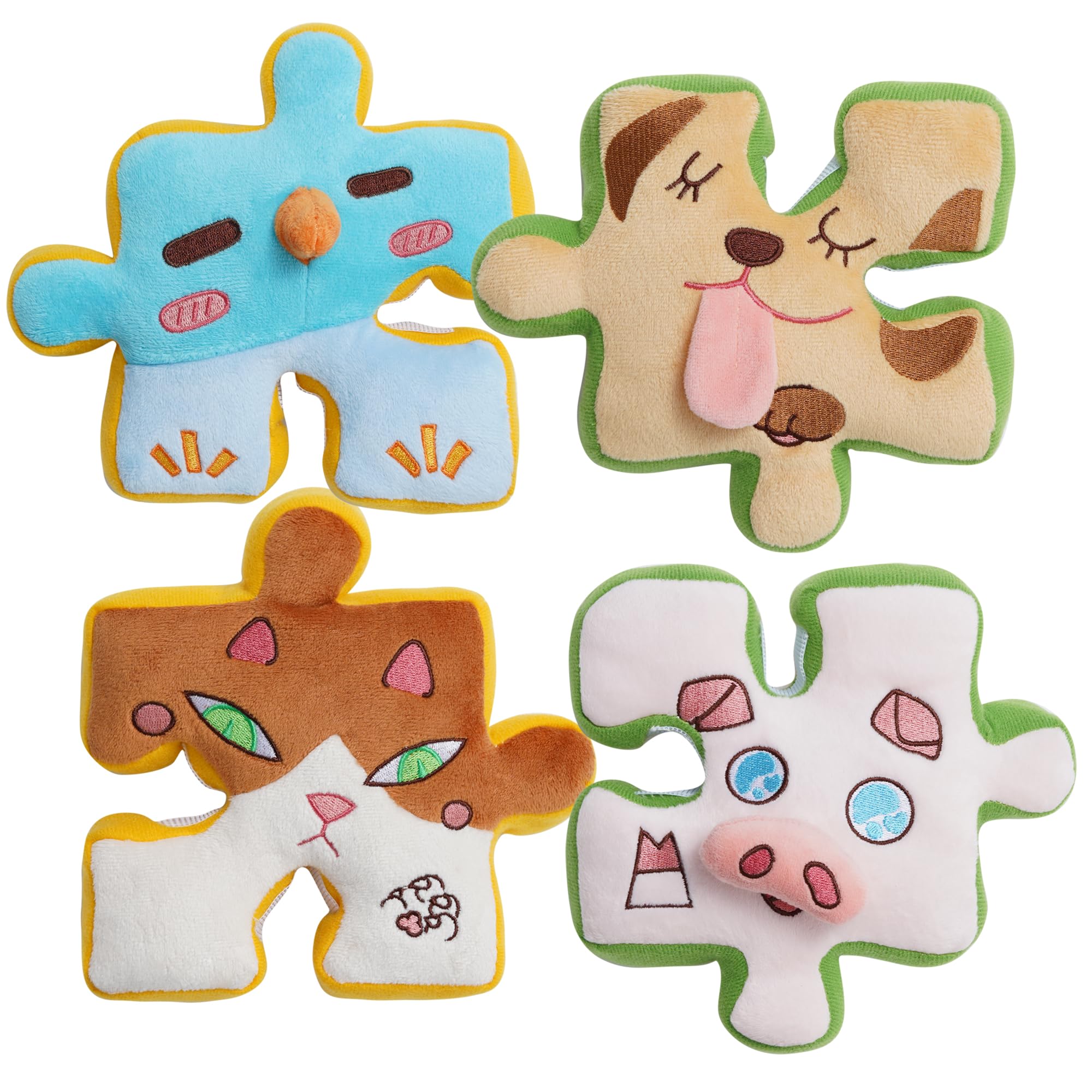 Nocciola Tearable Rip Pull Apart Squeaky Dog Puzzle Toys, 4 in 1 Enrichment Interactive Plush Stuffed Crinkle Chew Toys for Smal