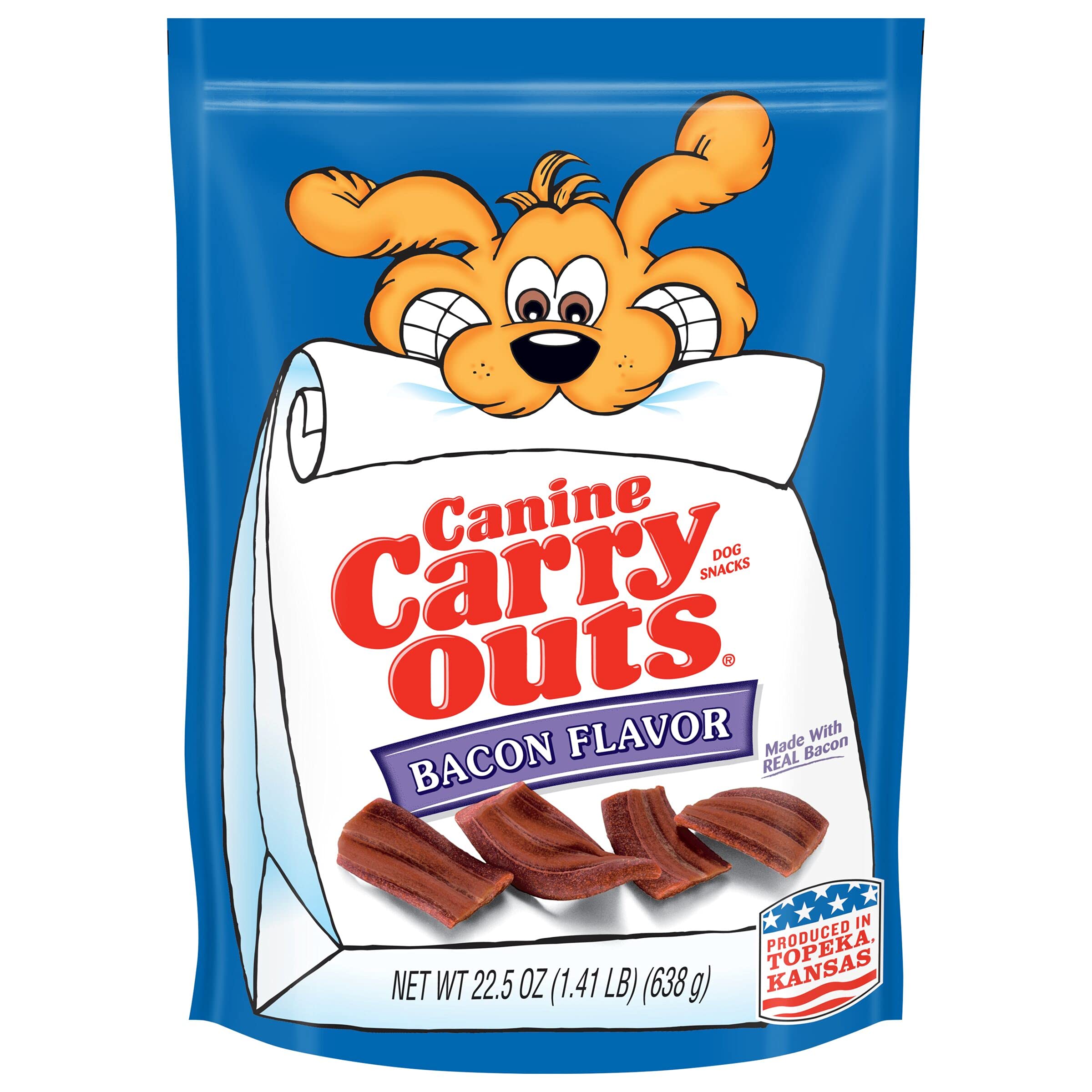 Canine Carry Outs Dog Treats, Bacon Flavor, 22.5 Ounce (Pack of 4), Made with Real Bacon