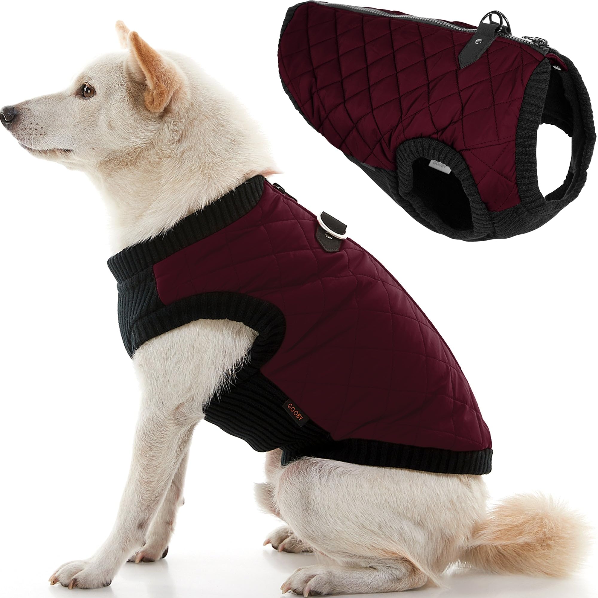 Gooby Fashion Vest Dog Jacket - Purple, Large - Warm Zip Up Dog Bomber Vest with Dual D Ring Leash - Winter Water Resistant Smal