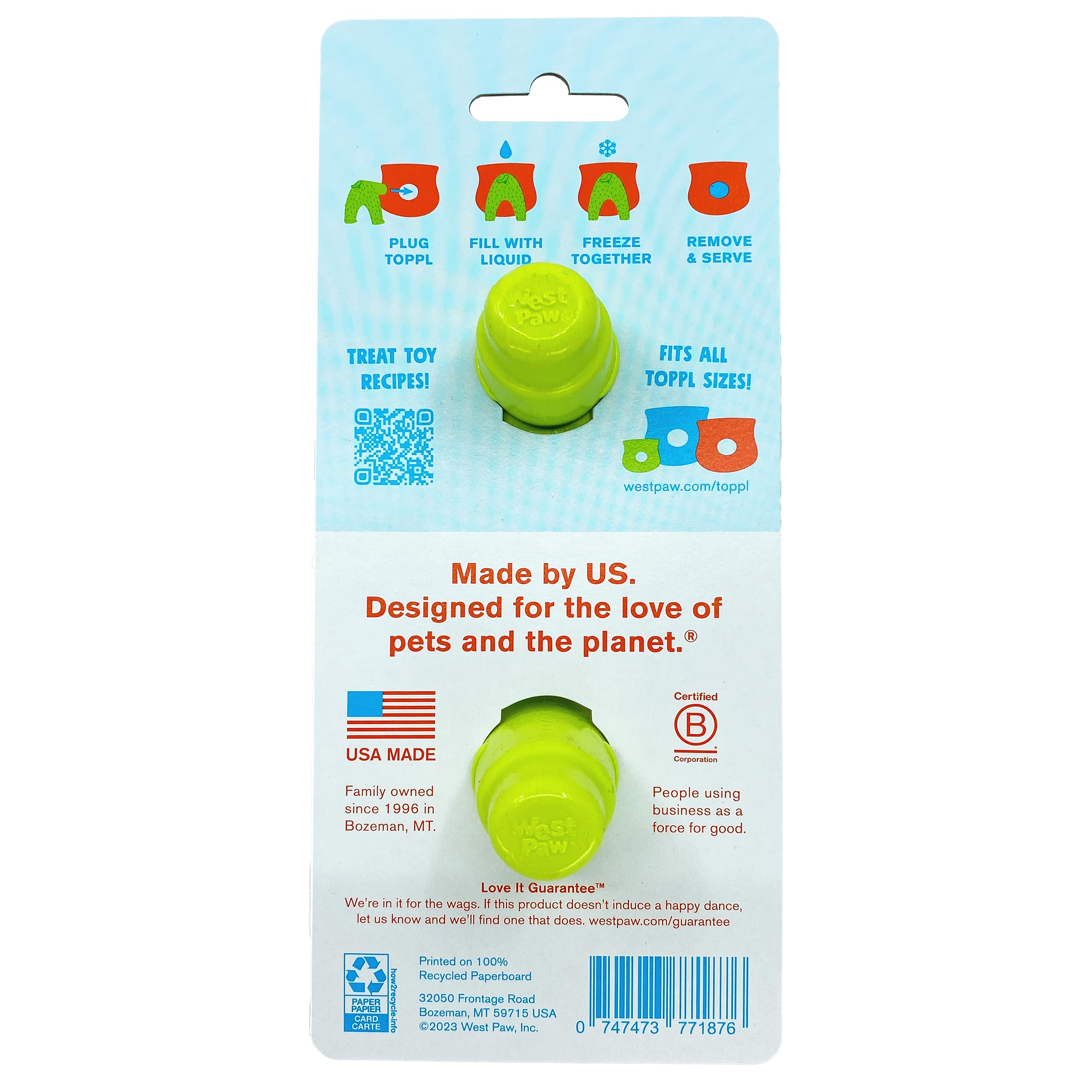 West Paw Toppl Stopper 2-Pack In Granny Smith - Designed For Dog Enrichment, Accessory That Fits All Toppl Dog Toy Sizes - Makes