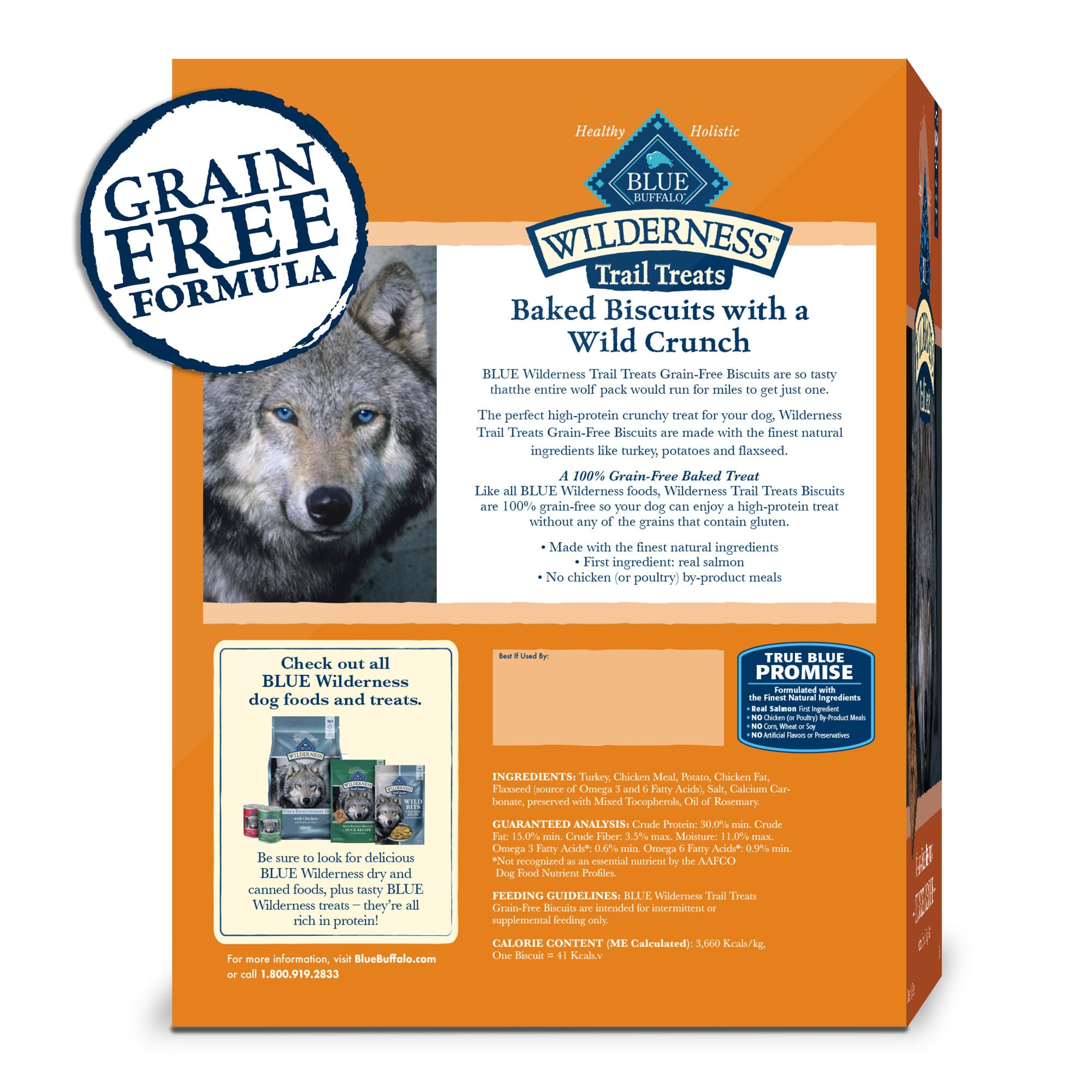 Blue Buffalo Wilderness Trail Treats High Protein Grain Free Dog Biscuits Crunchy Dog Treats, Turkey Recipe, 24-oz Bag