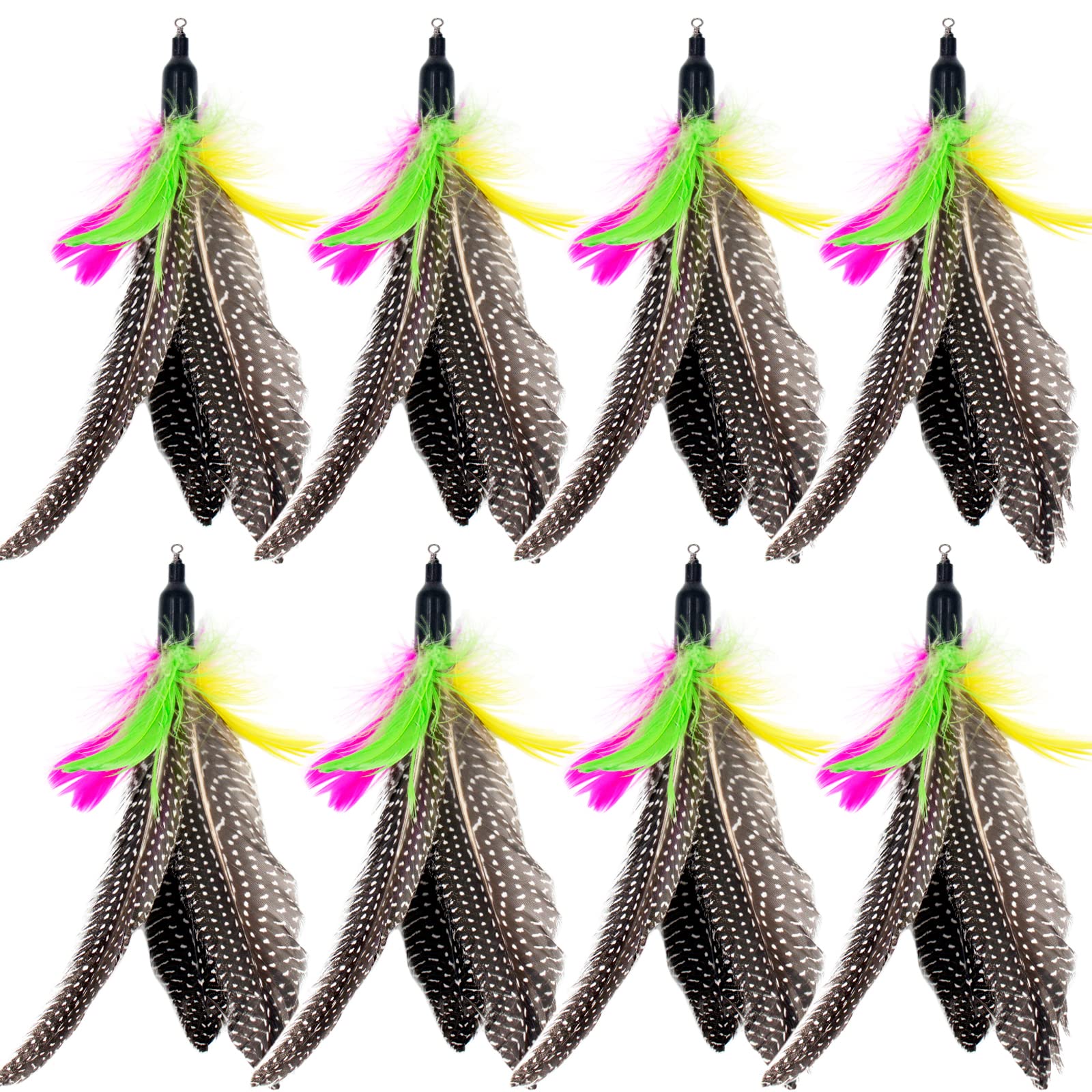 Tienailing Cat Feather Toys Replacement Cat Toy Wand Refills, 8 Pcs Natural Da Bird Feathers Refill, Interactive Cat Wand Replacement Feathers For Cat Toys