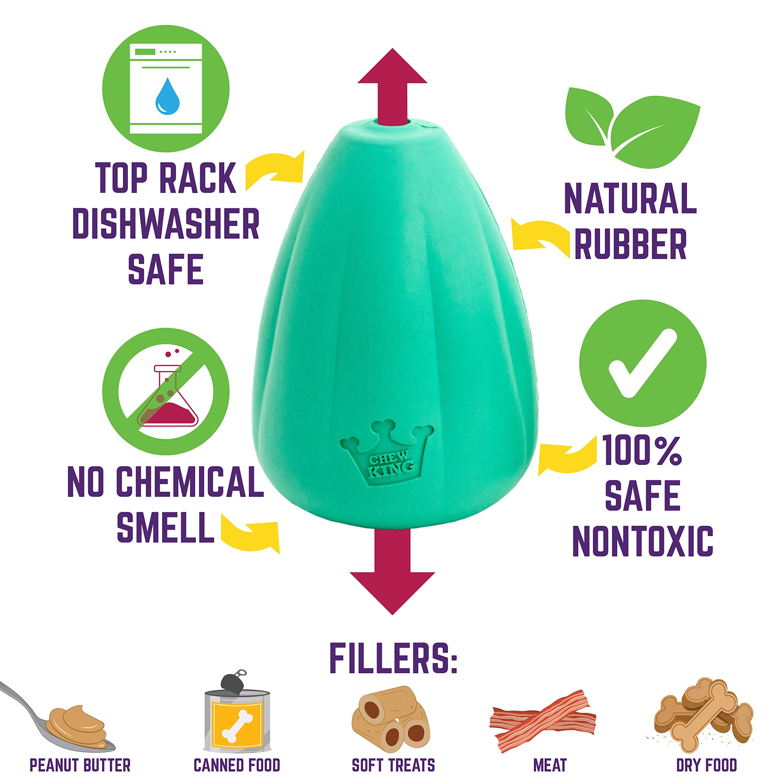 Chew King Premium Treat Dog Toy, L, Extremely Durable Natural Rubber Toy, Pack Of 2, All Breed Sizes