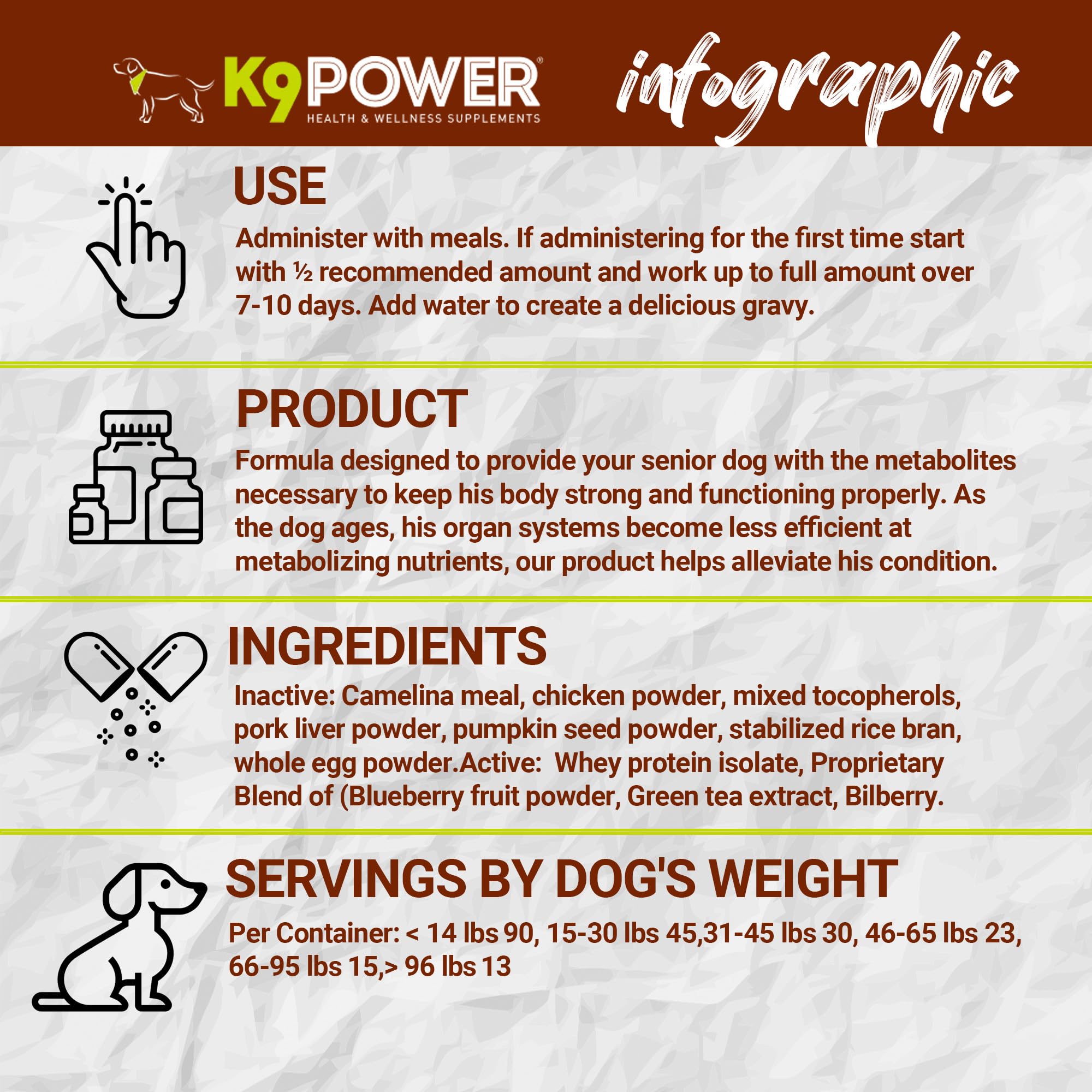 K9 Power Young at Heart Senior Dog Multivitamin 1 lb - Advanced Supplement for Seniors - Supports Brain, Heart, Vision, Joint He