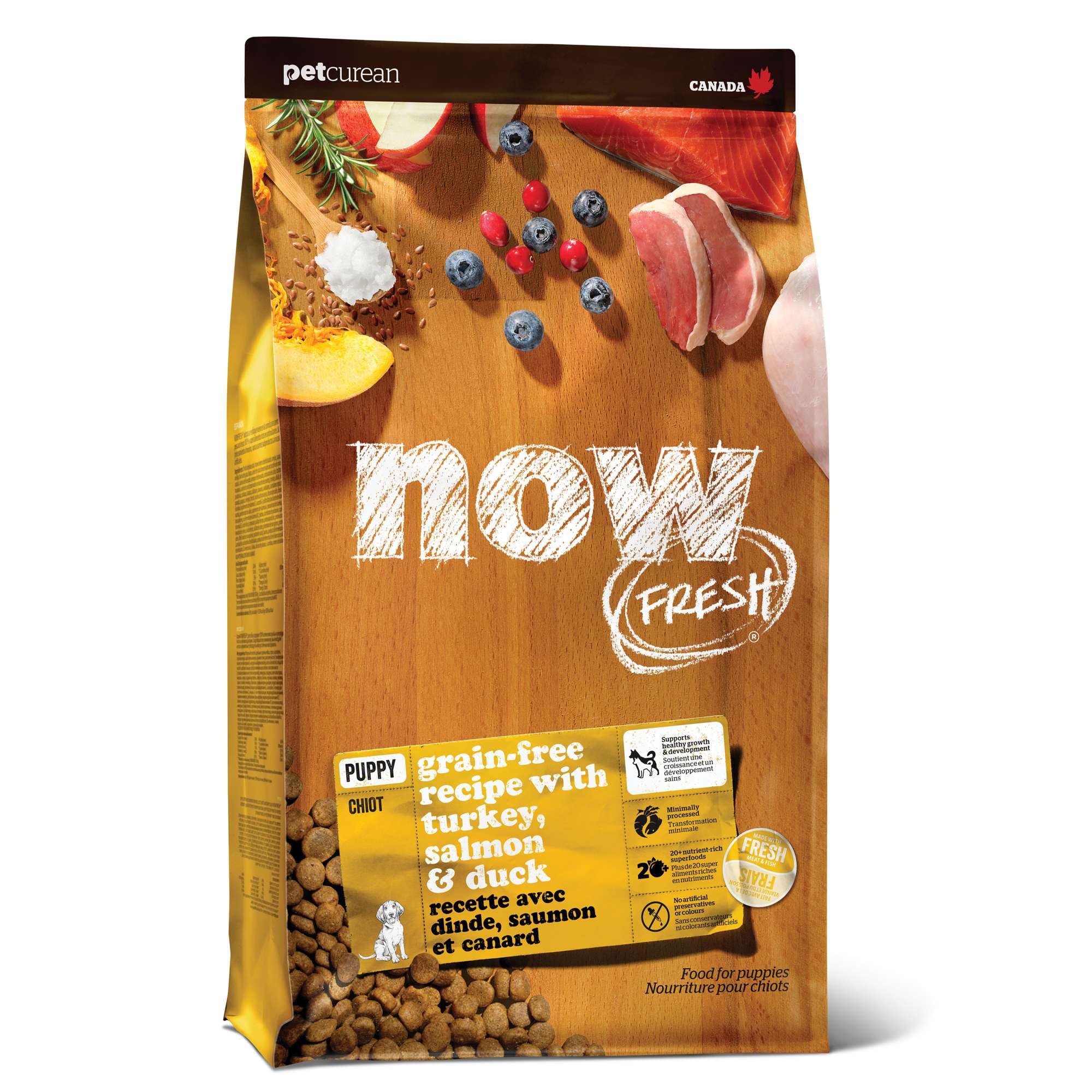 Now Fresh Grain-Free, Dry Dog Food, Real Meat and Fish, Turkey, Salmon and Duck Puppy Recipe, All Breed Size, 22 lb Bag
