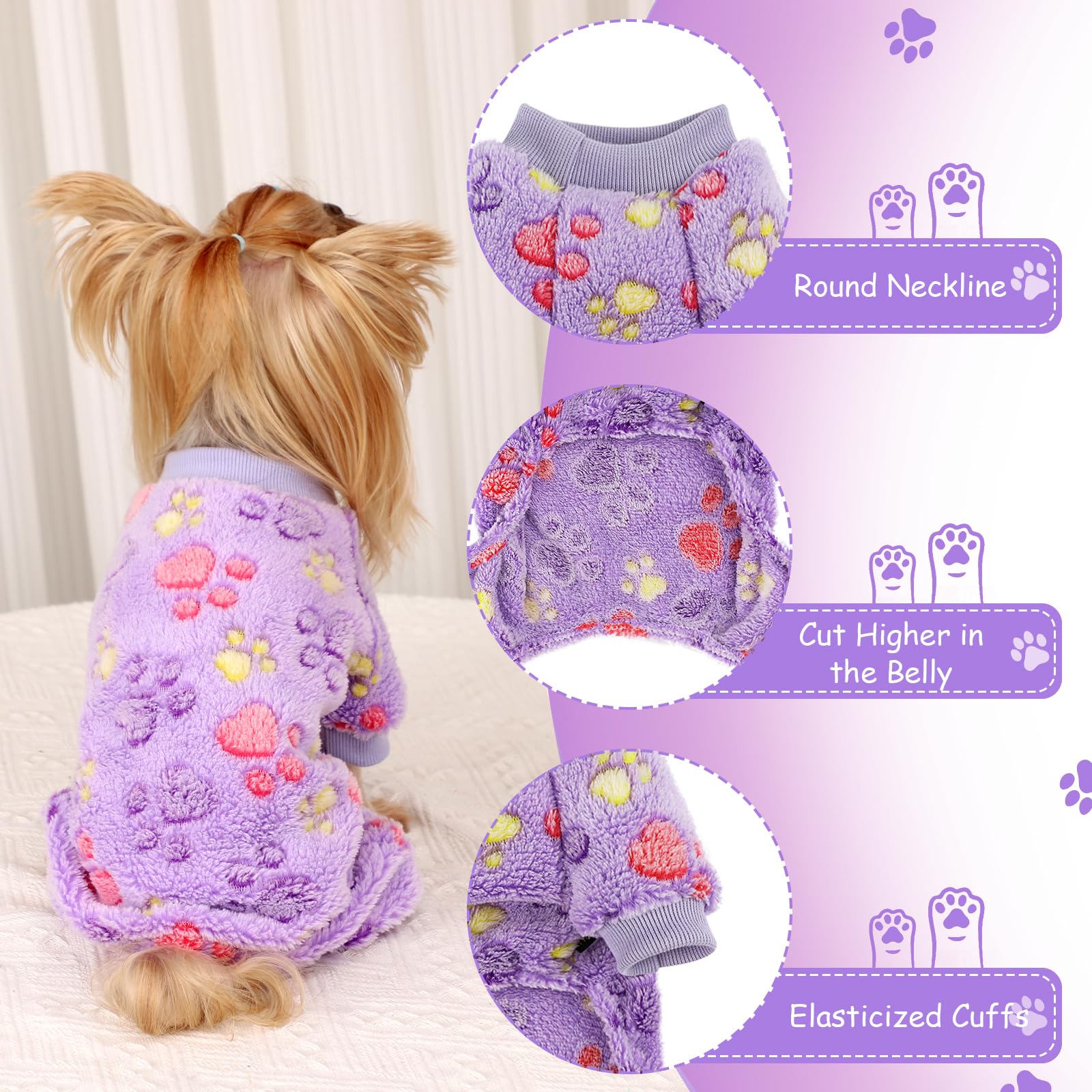 Kosiyi Dog Clothes For Small Dogs Fall Winter Fleece Dog Sweaters For Small Dogs Girl Boy, Lightweight Warm Paw Print Puppy Paja