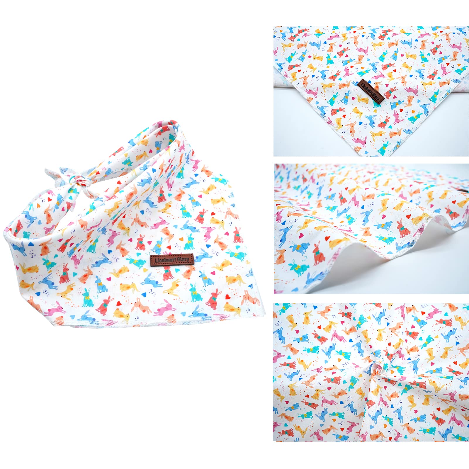 Lionheart Easter Dog Bandana - Washable Soft Scarf, Square Adjustable Bandanas For Small Dogs And Cats