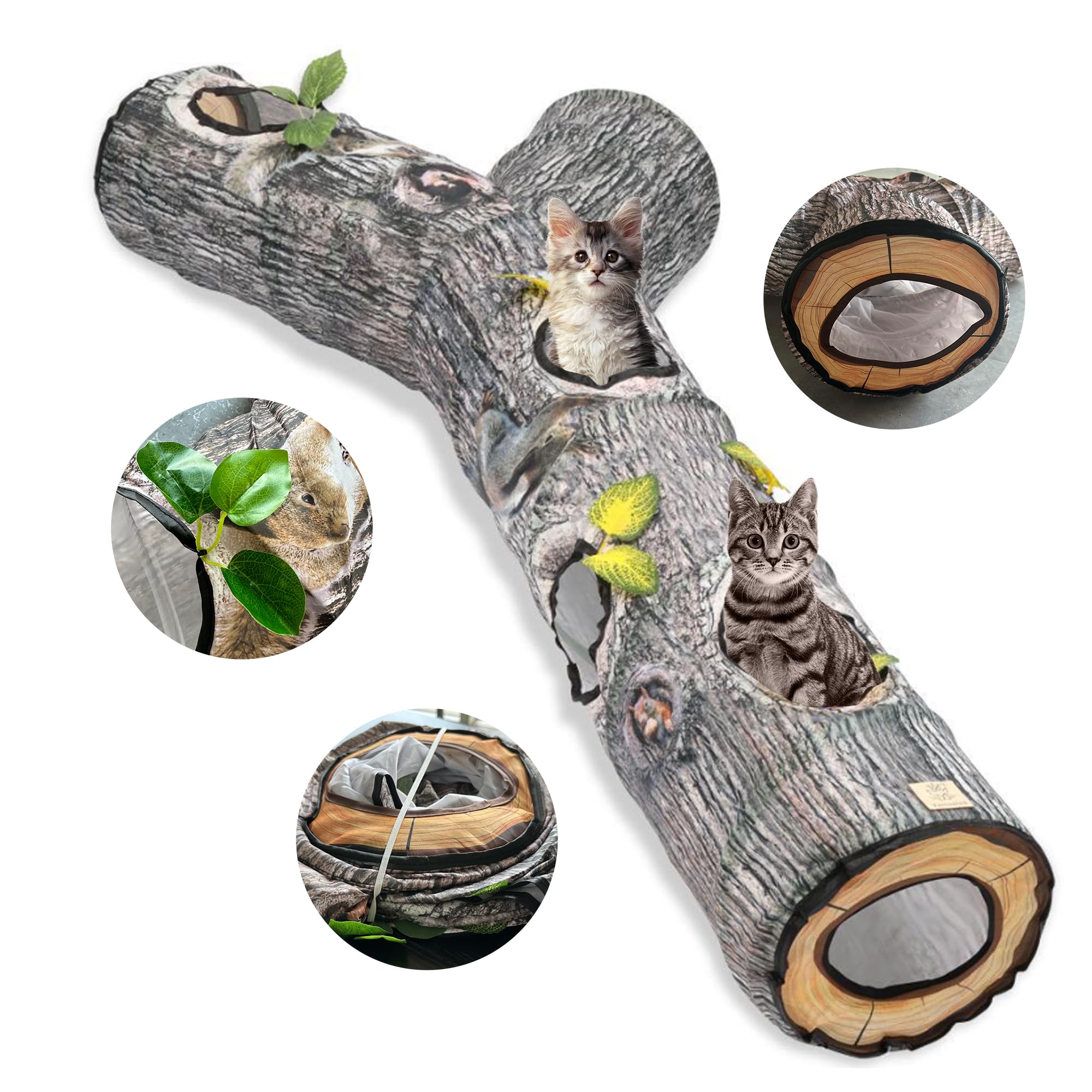 GRETMIX Cat Tunnel,3 Way Cat Toys,Cat Tunnels for Indoor, Cat Maze for Kitty, Puppy, Kitten, and Rabbit to Chase and Play, Colla