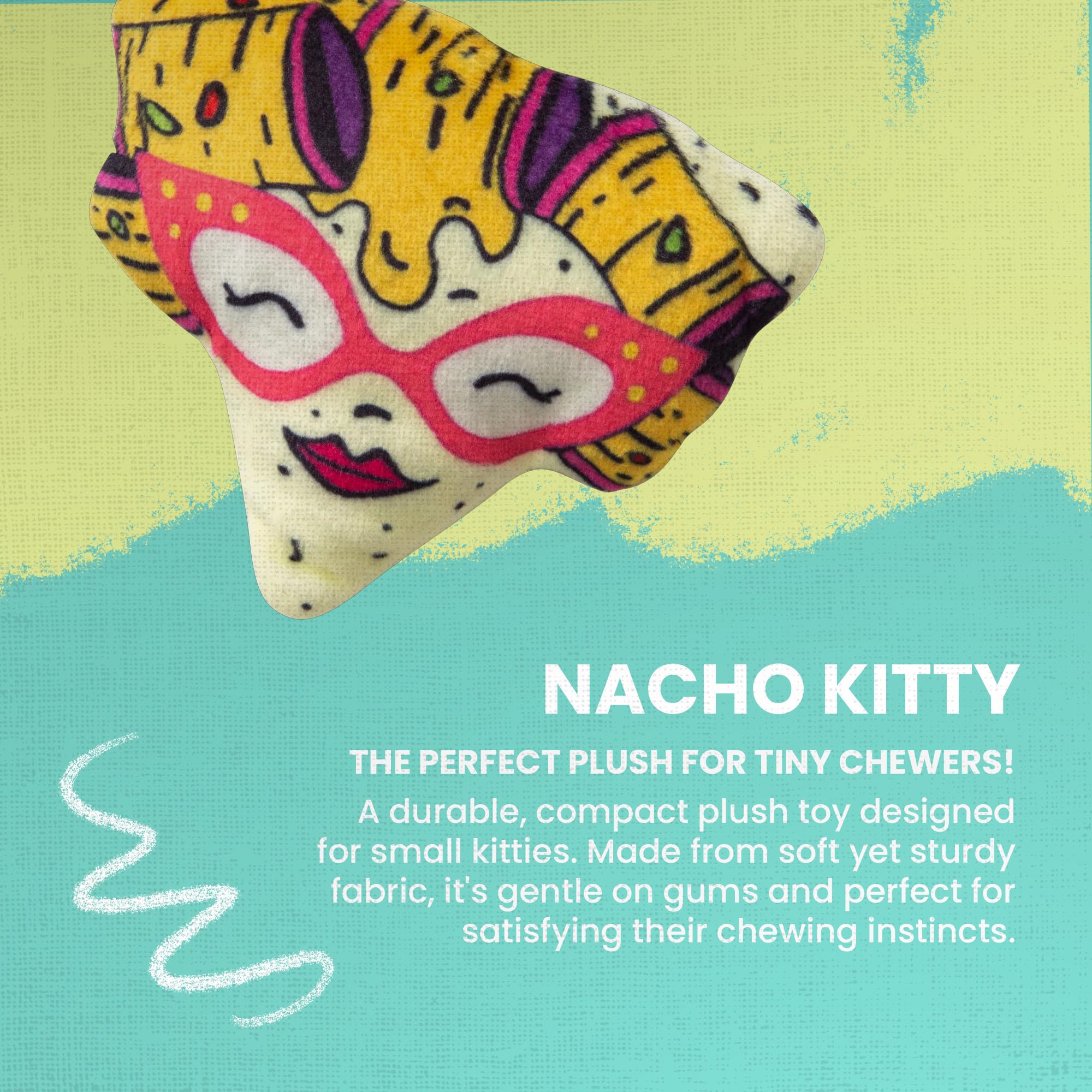 Snug Arooz Nacho Kitty Plush Cat Toy With Catnip Inside & Repair Patch - Crinkle Sounds & Squeaker - Engaging And Fun Toy For Ac