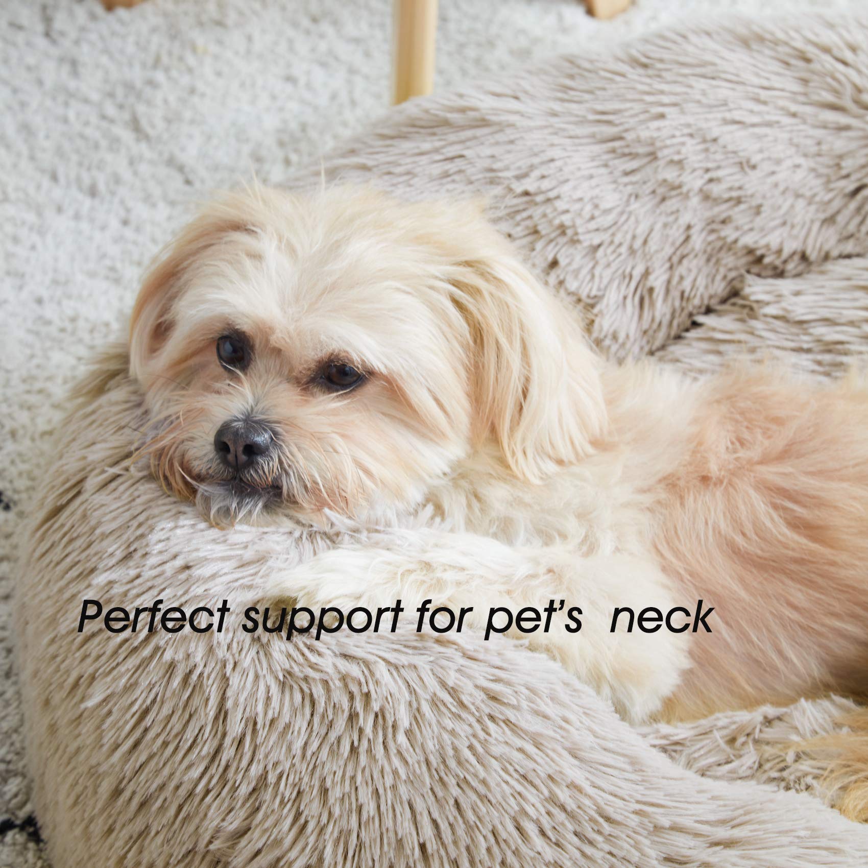 Calming Dog Bed & Cat Bed, Anti-Anxiety Donut Dog Cuddler Bed, Warming Cozy Soft Dog Round Bed, Fluffy Faux Fur Plush Dog Cat Cushion Bed For Small Medium Dogs And Cats (20'/24'/27'/30')