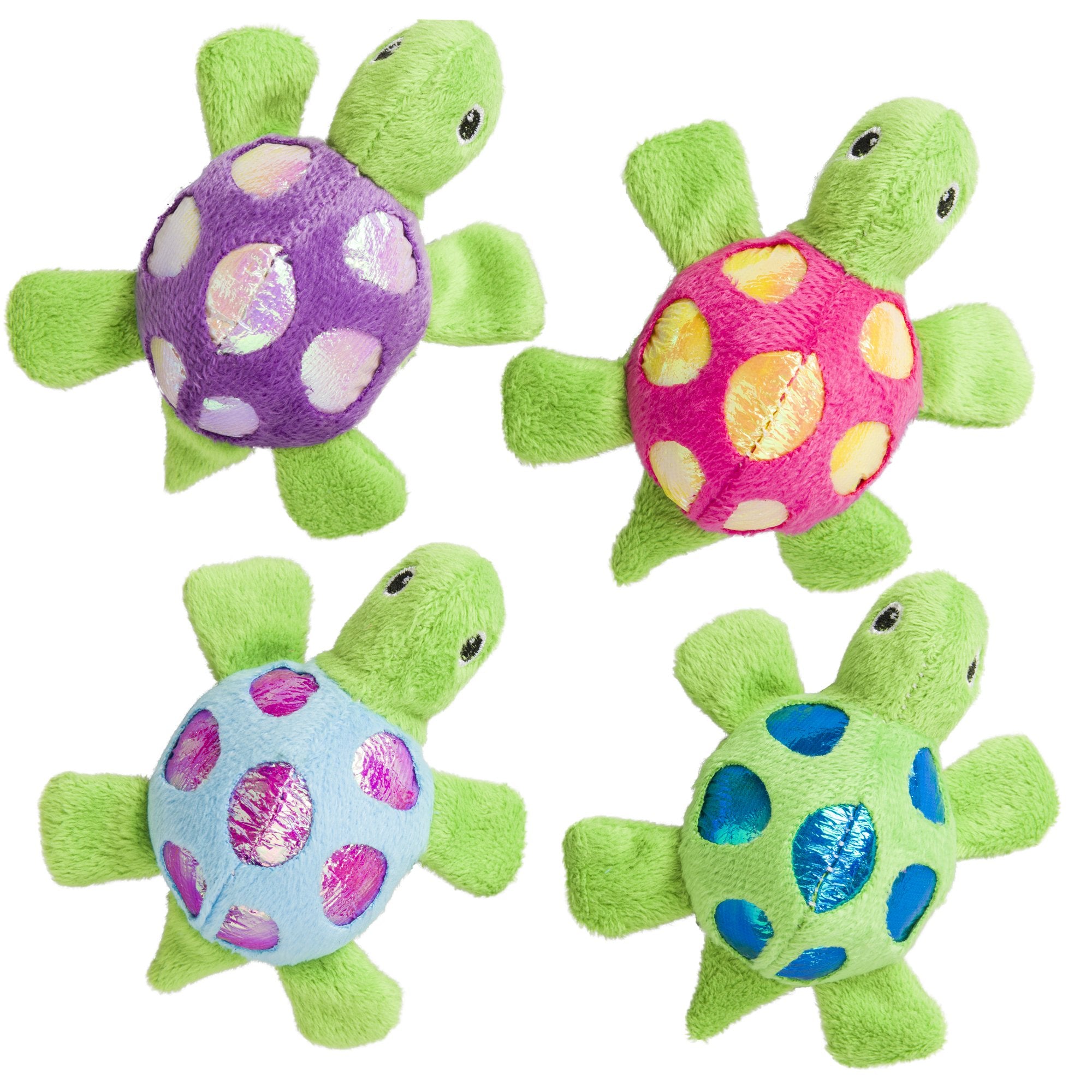 SPOT Ethical Pets Shimmer Glimmer Turtle Catnip Toy - Plush Material - Model 690567